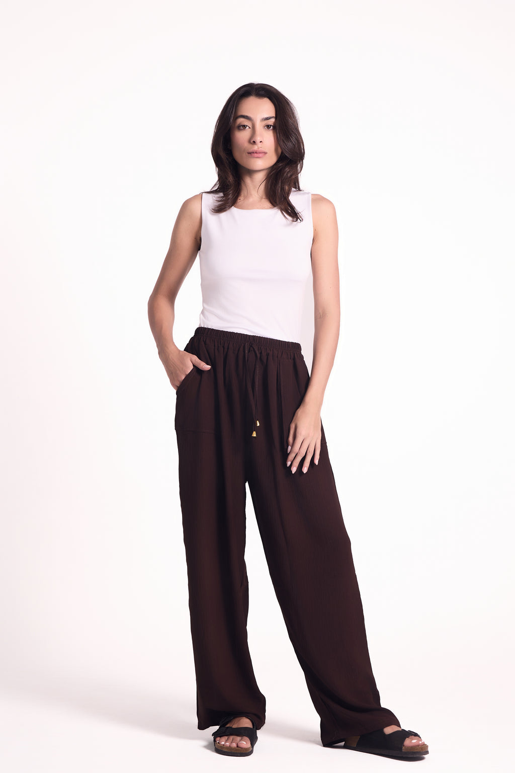 Wide-Leg Pants : Material: CY