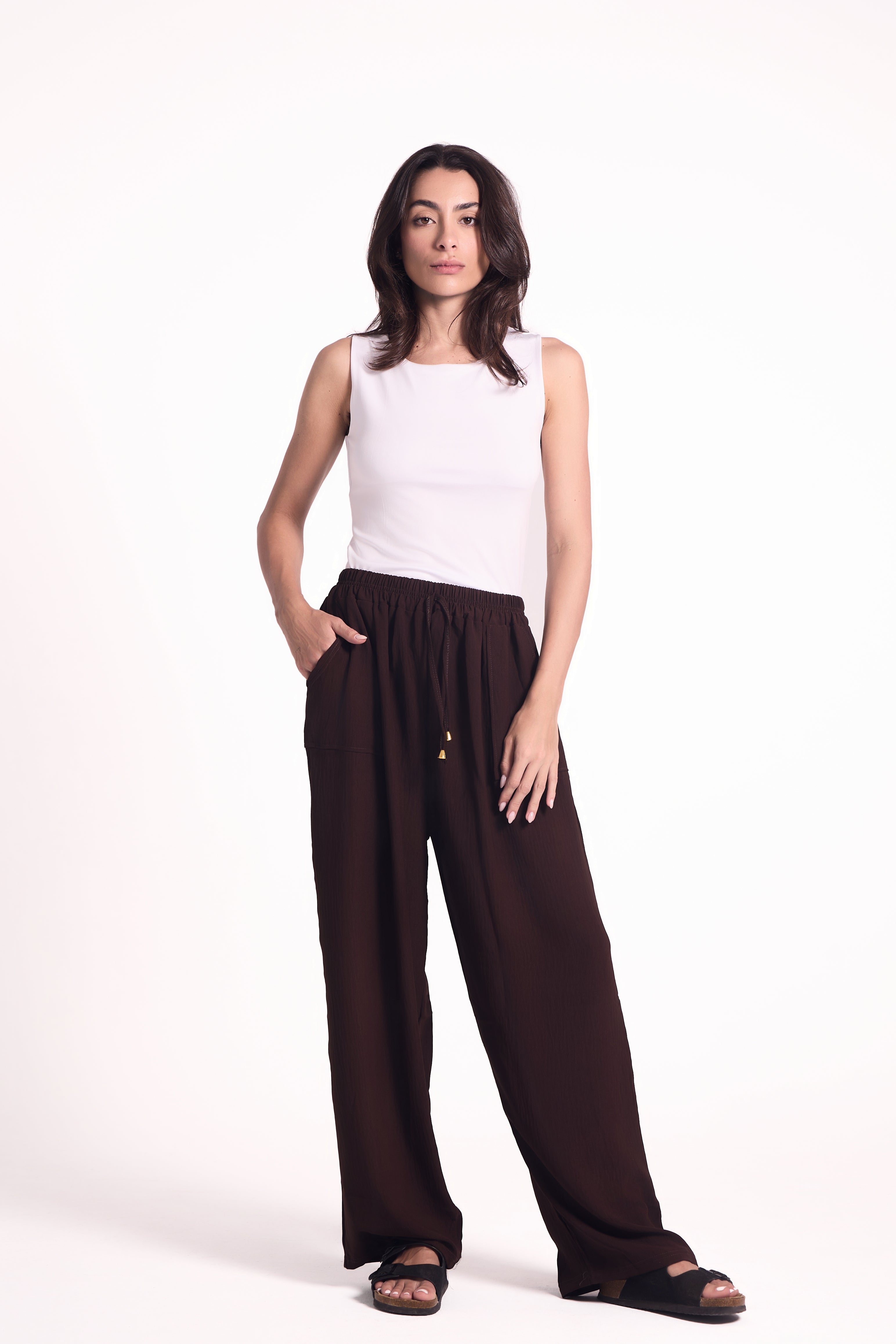 Wide-Leg Pants : Material: CY