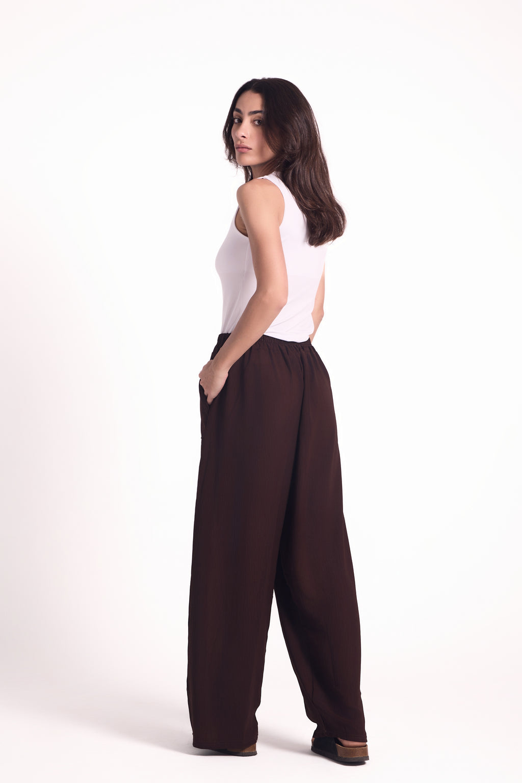 Wide-Leg Pants : Material: CY