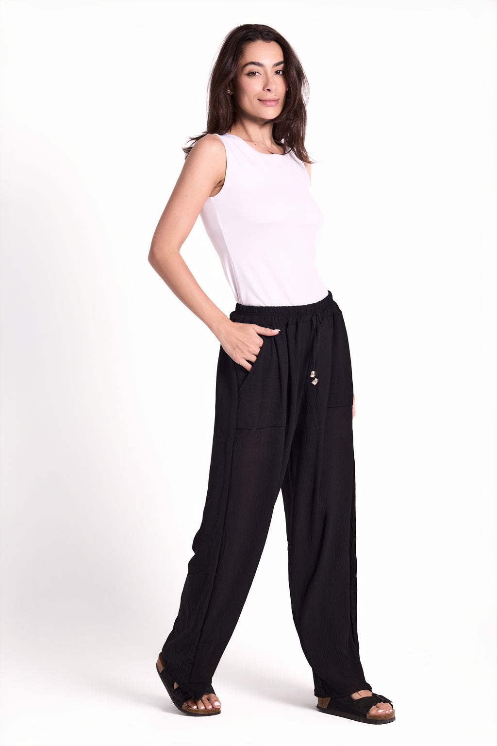 Wide-Leg Pants : Material: CY