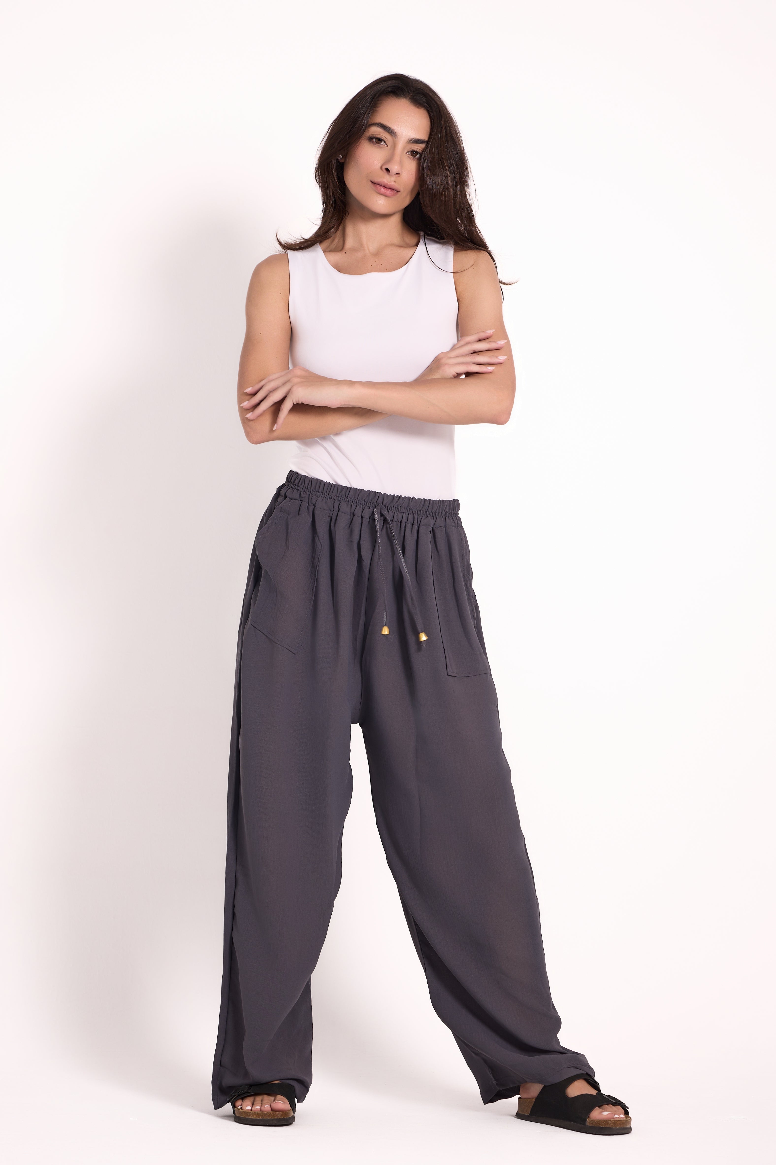Wide-Leg Pants : Material: CY