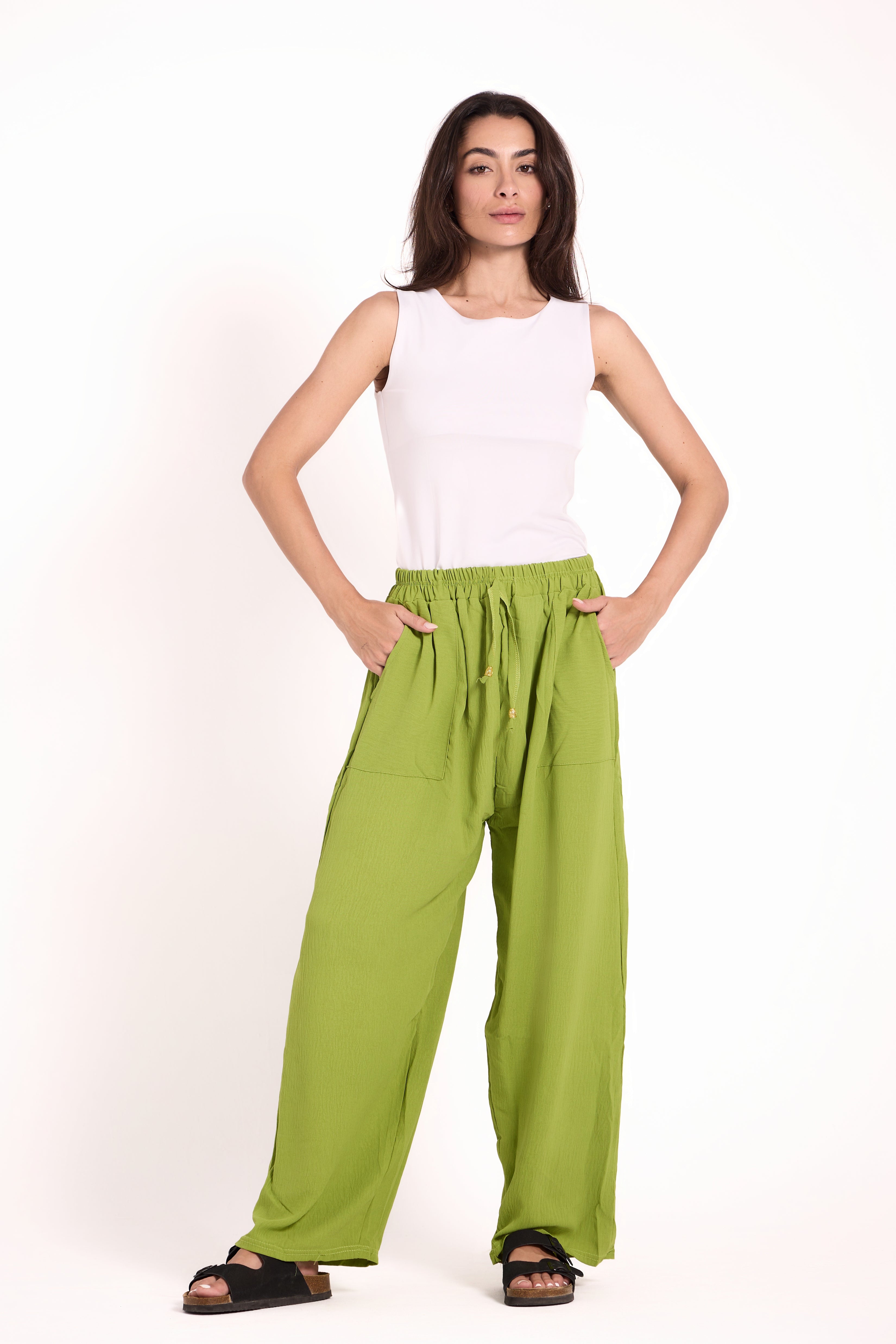 Wide-Leg Pants : Material: CY