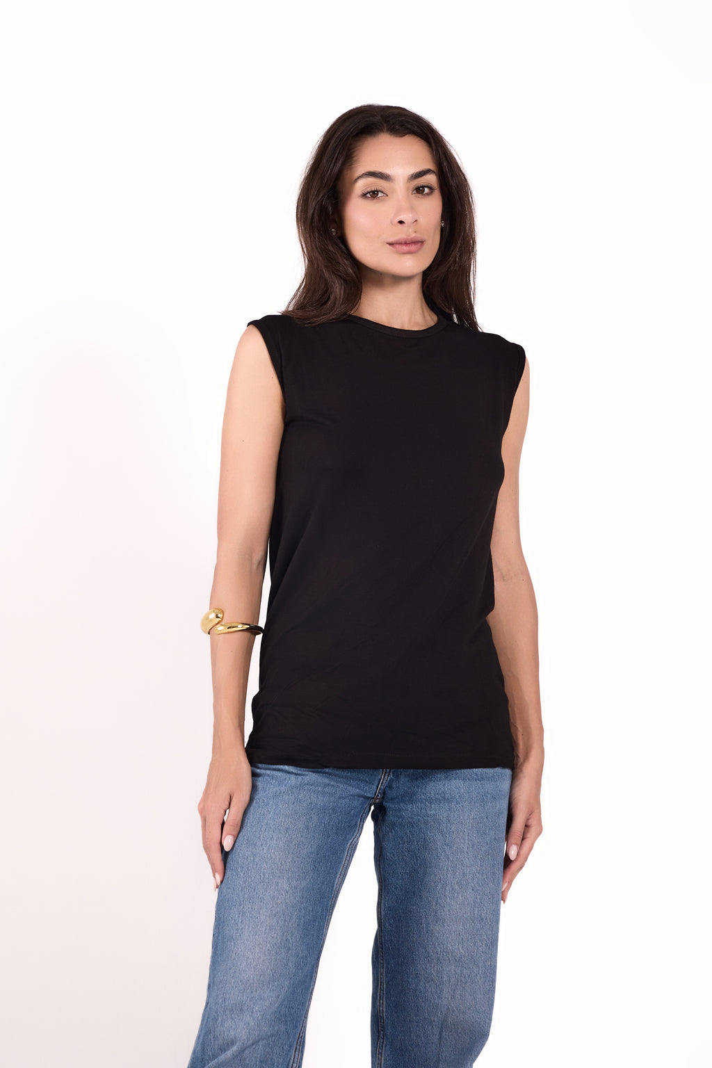 Sleeveless Crew Neck Top Material: Viscose Blend