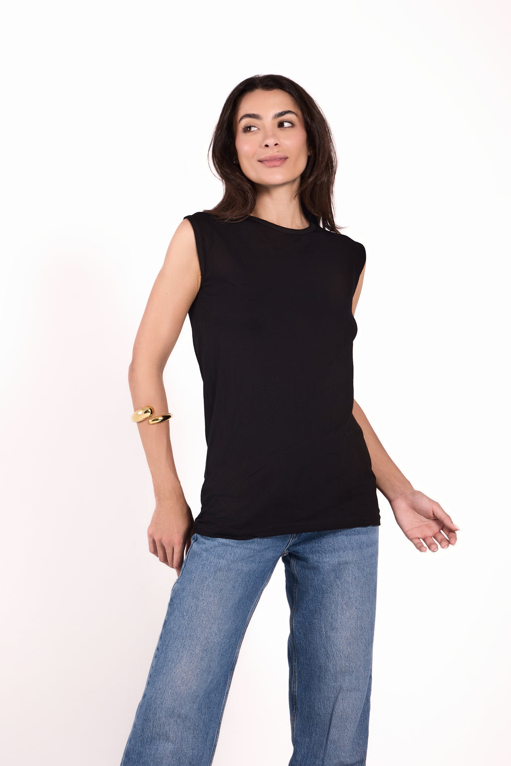 Sleeveless Crew Neck Top Material: Viscose Blend