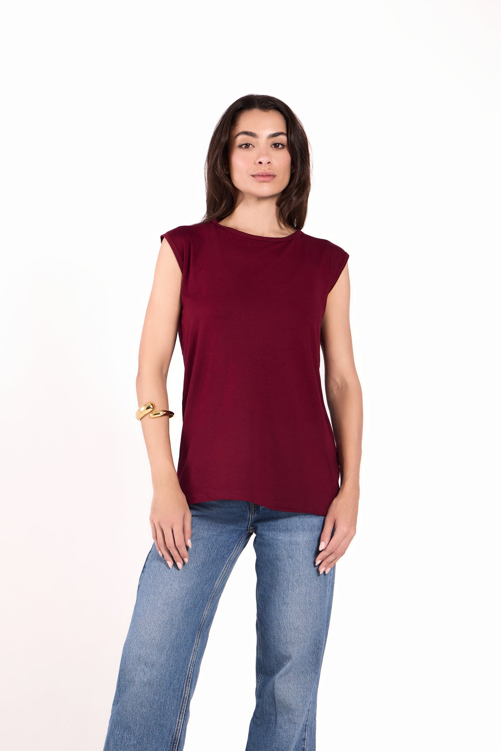 Sleeveless Crew Neck Top Material: Viscose Blend