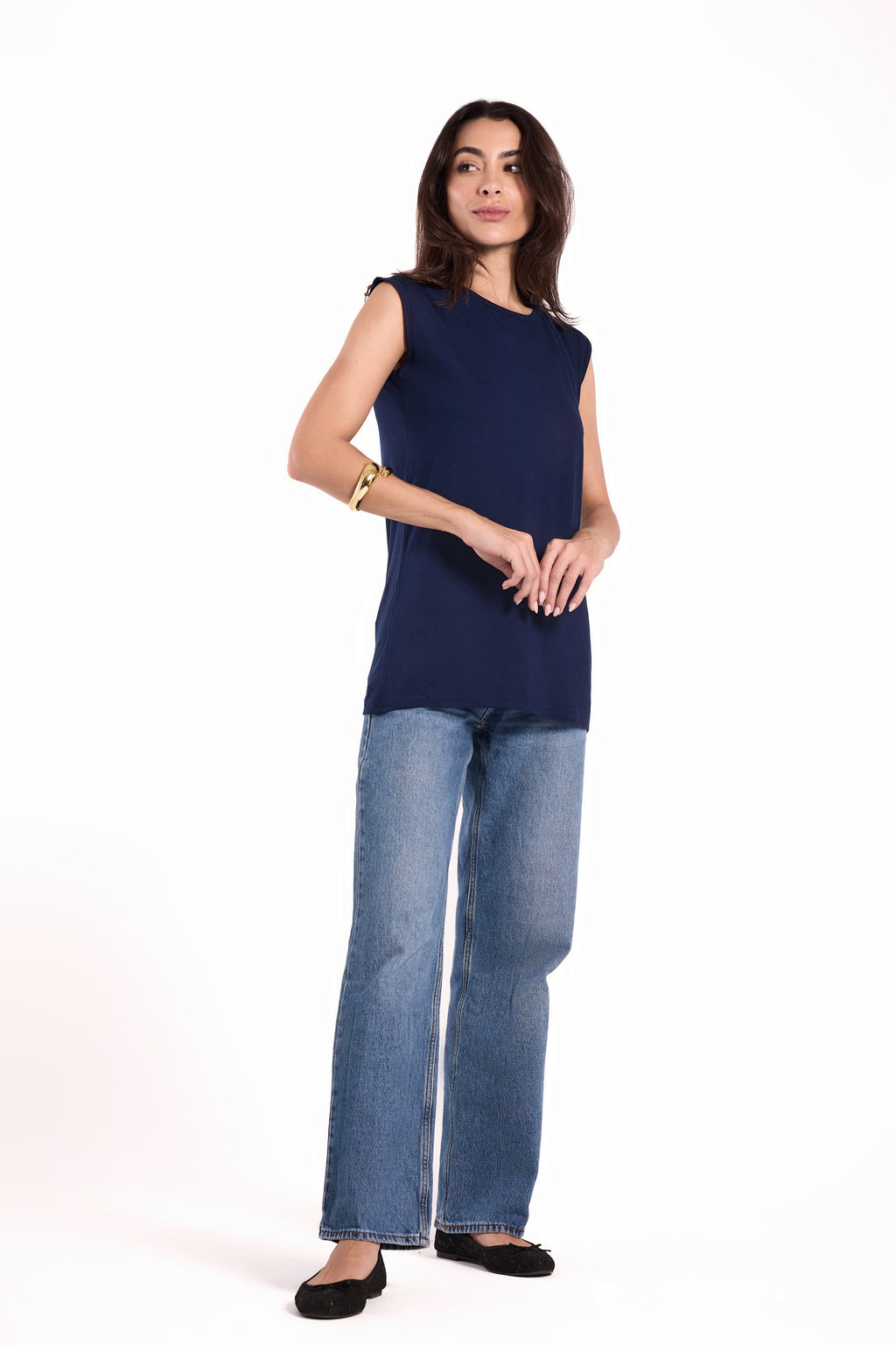 Sleeveless Crew Neck Top Material: Viscose Blend