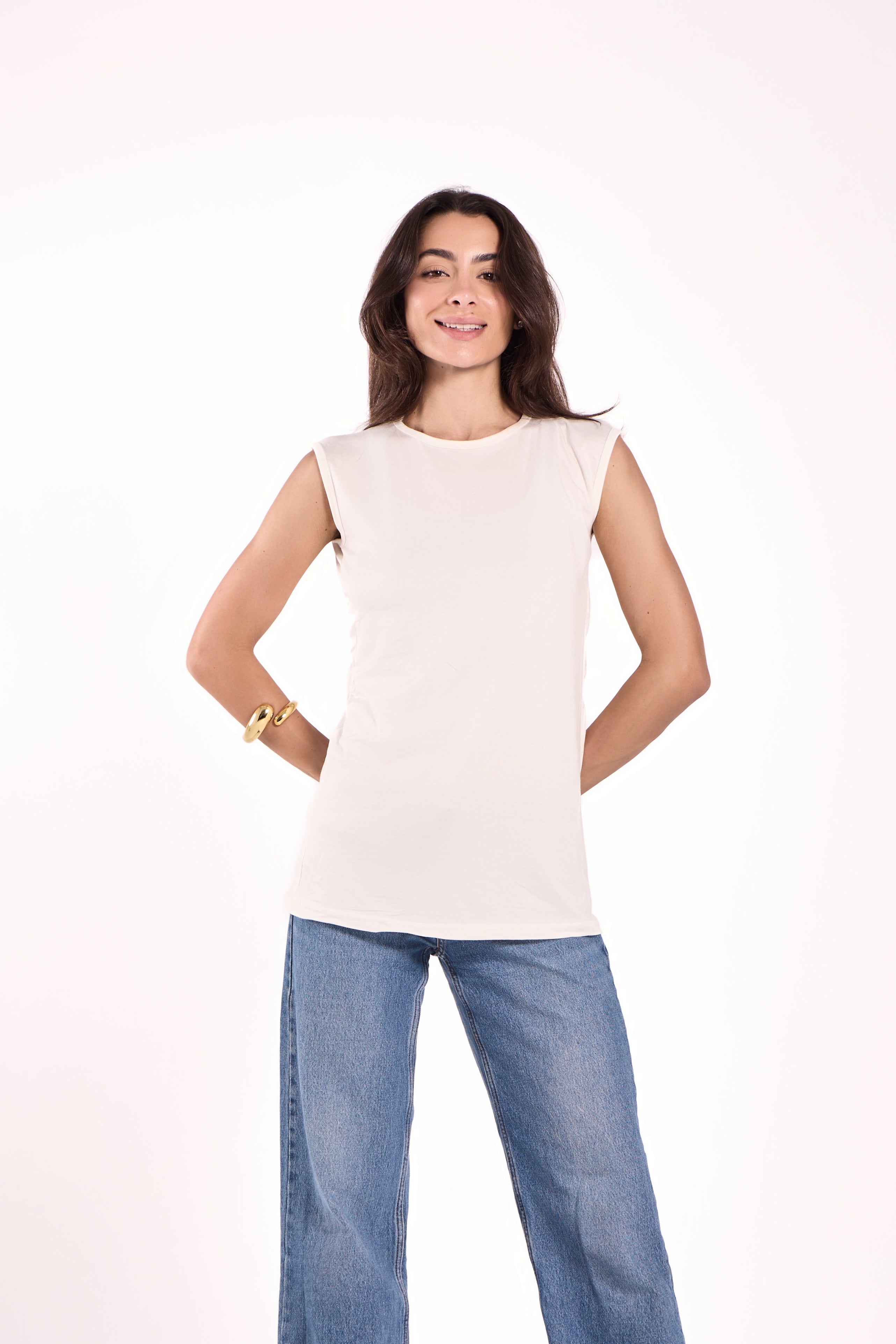 Sleeveless Crew Neck Top Material: Viscose Blend