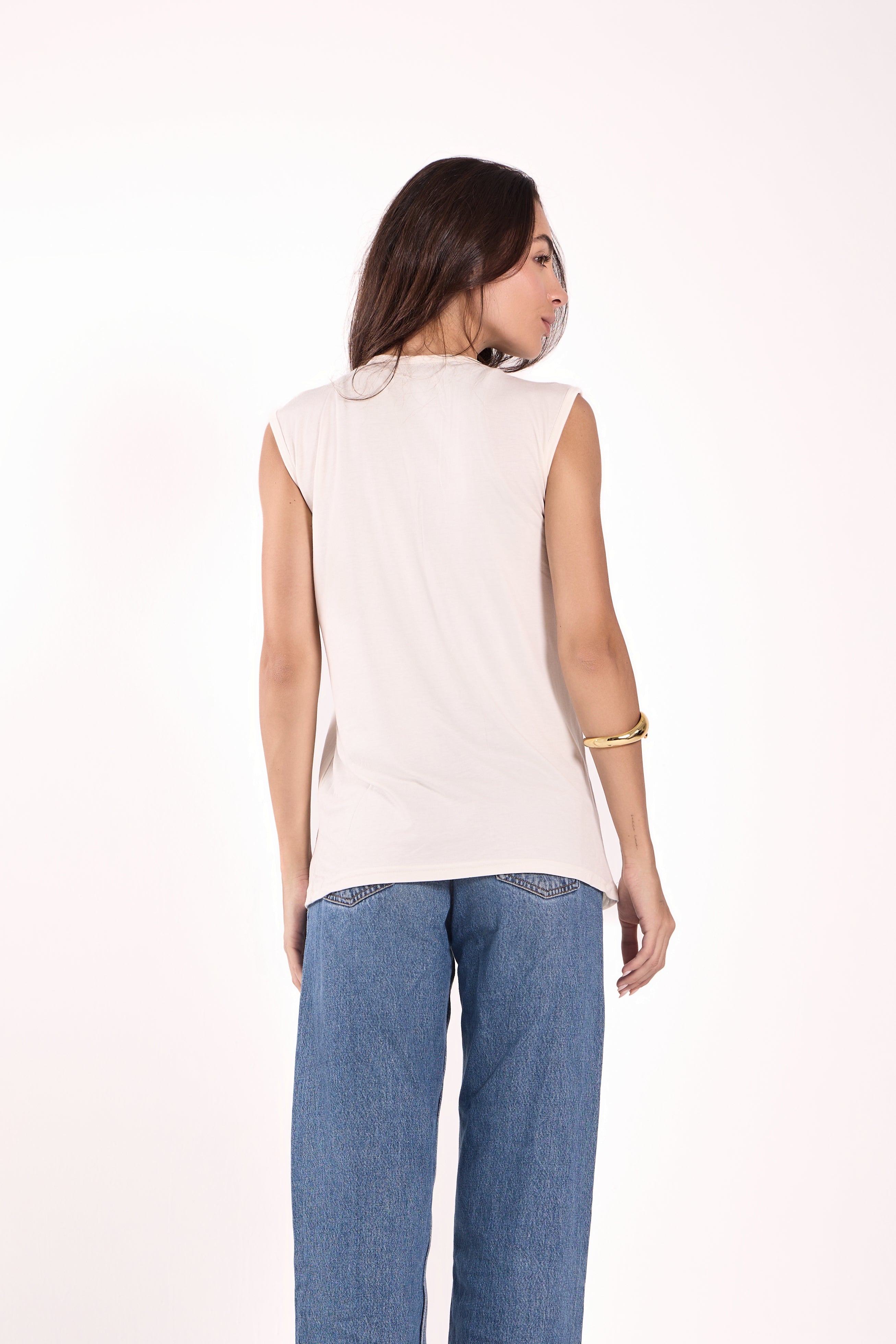 Sleeveless Crew Neck Top Material: Viscose Blend