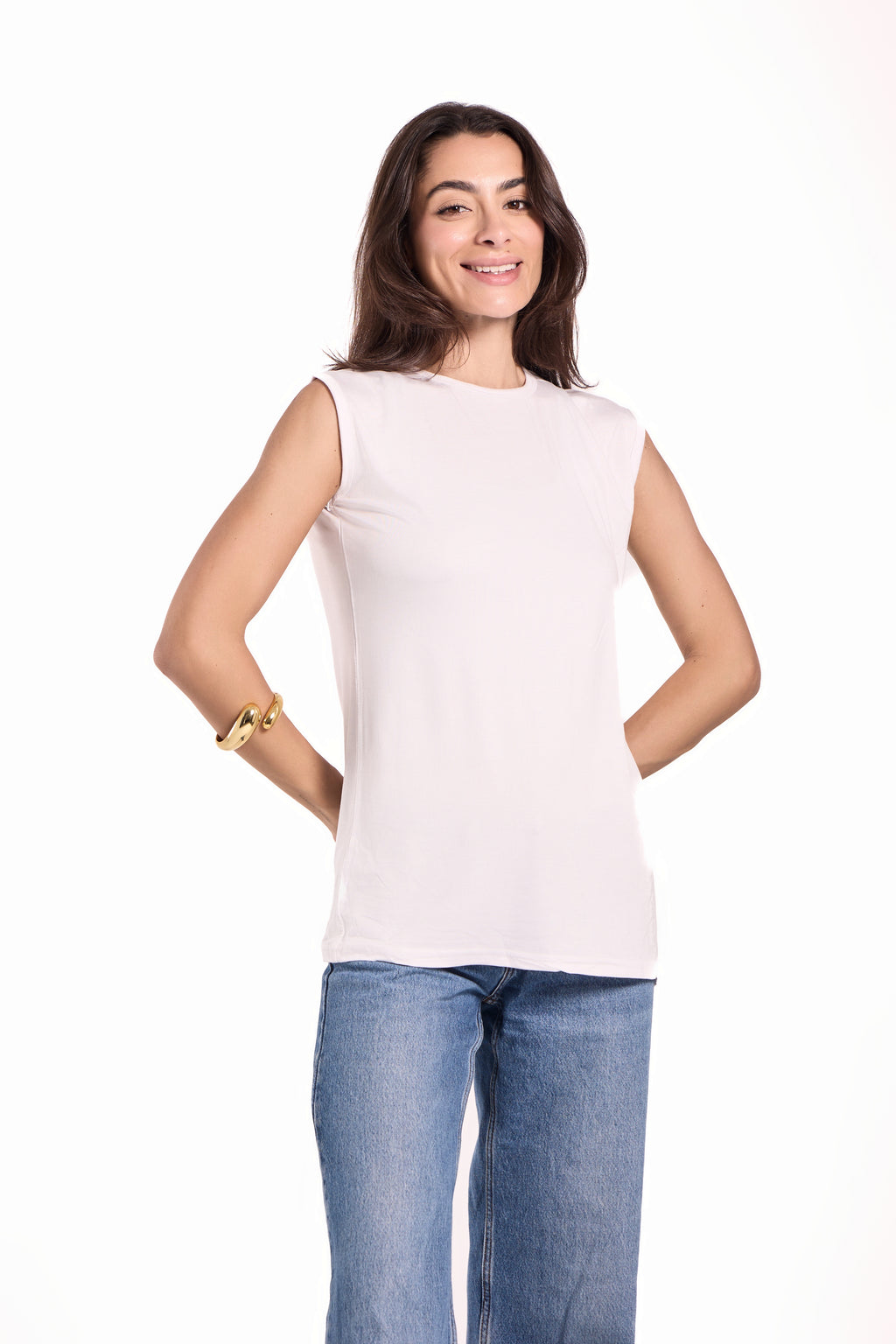 Sleeveless Crew Neck Top Material: Viscose Blend