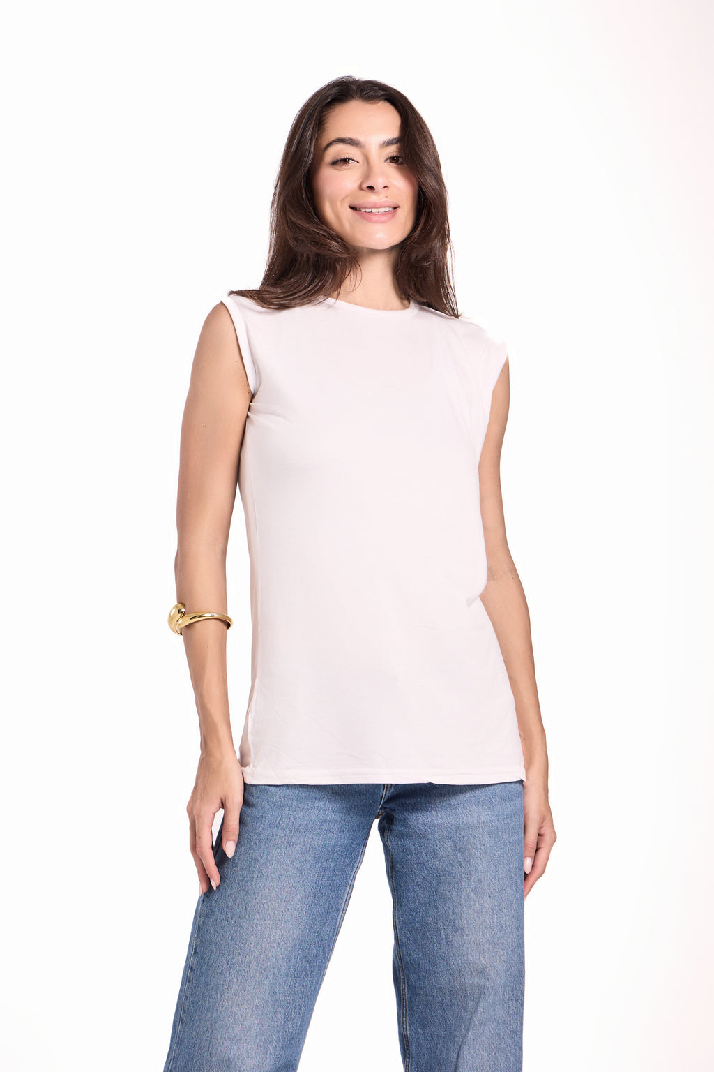 Sleeveless Crew Neck Top Material: Viscose Blend
