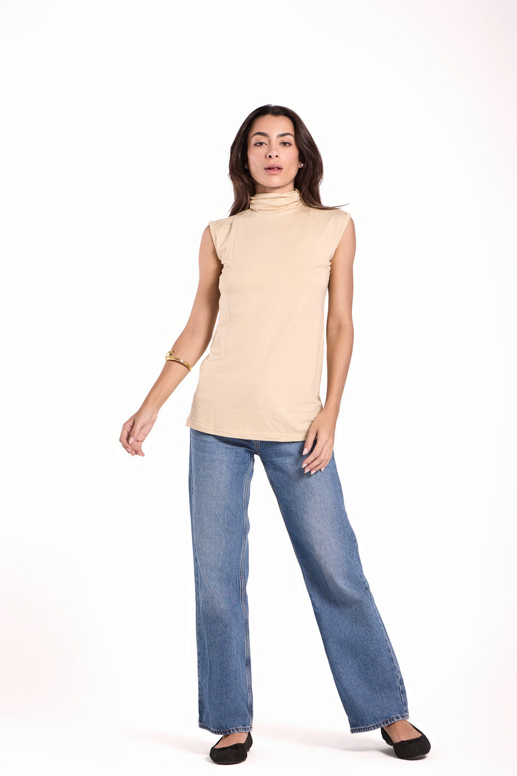 High Neck Sleeveless Top Material: Viscose Blend