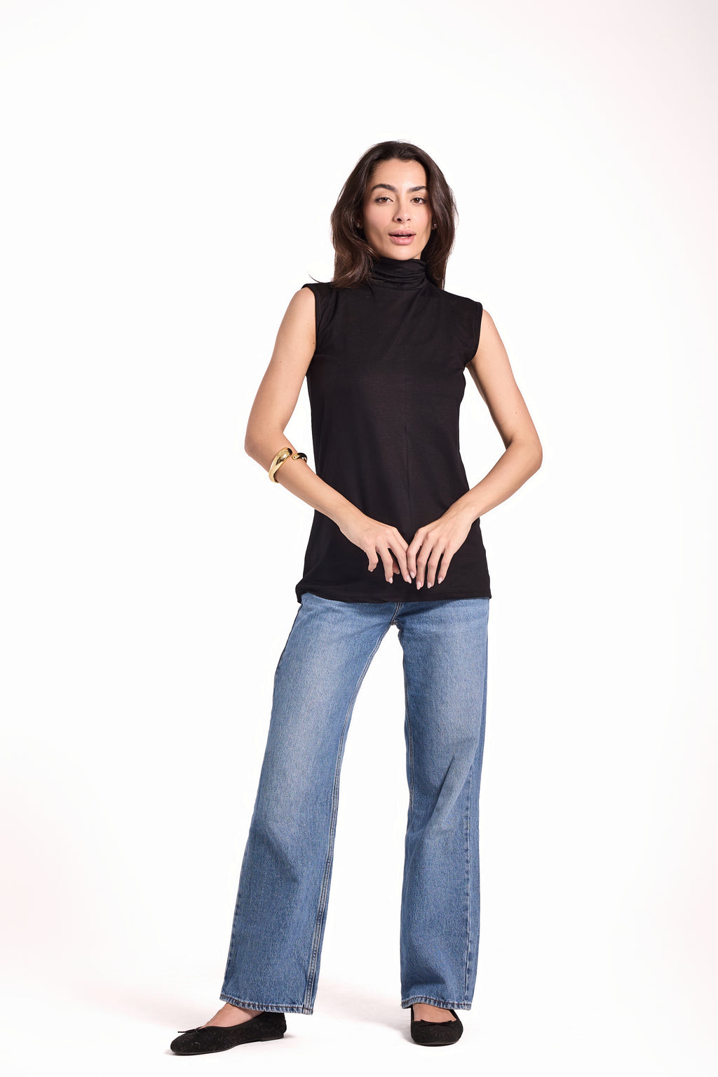 High Neck Sleeveless Top Material: Viscose Blend