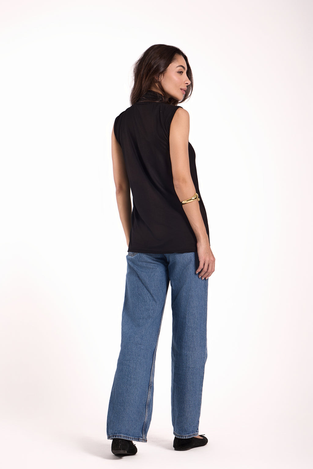 High Neck Sleeveless Top Material: Viscose Blend