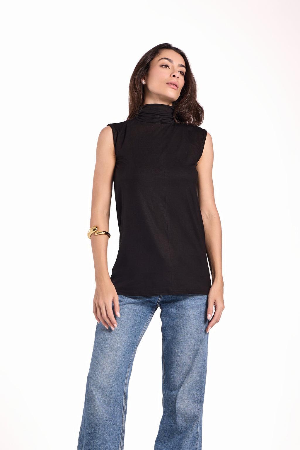 High Neck Sleeveless Top Material: Viscose Blend