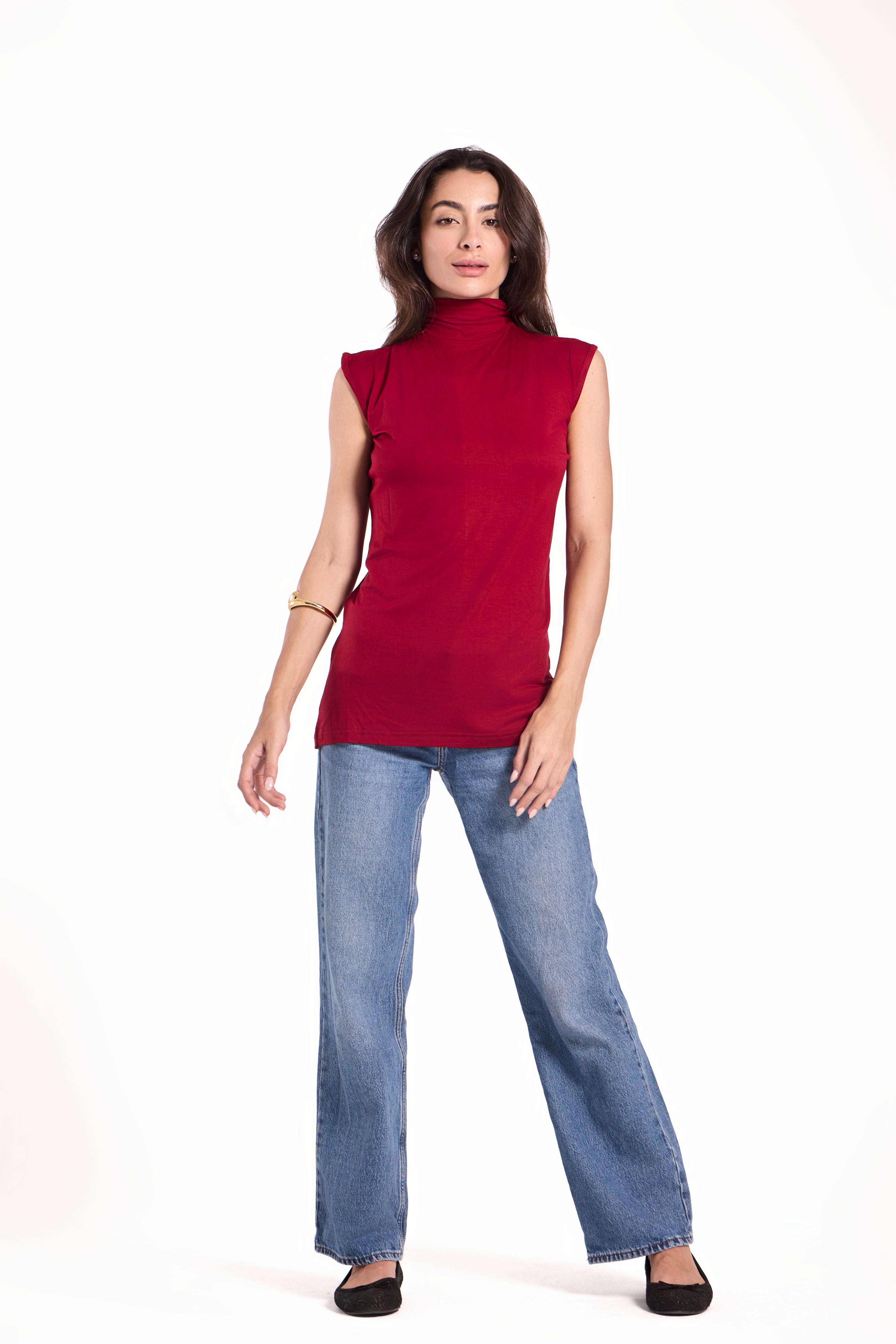 High Neck Sleeveless Top Material: Viscose Blend
