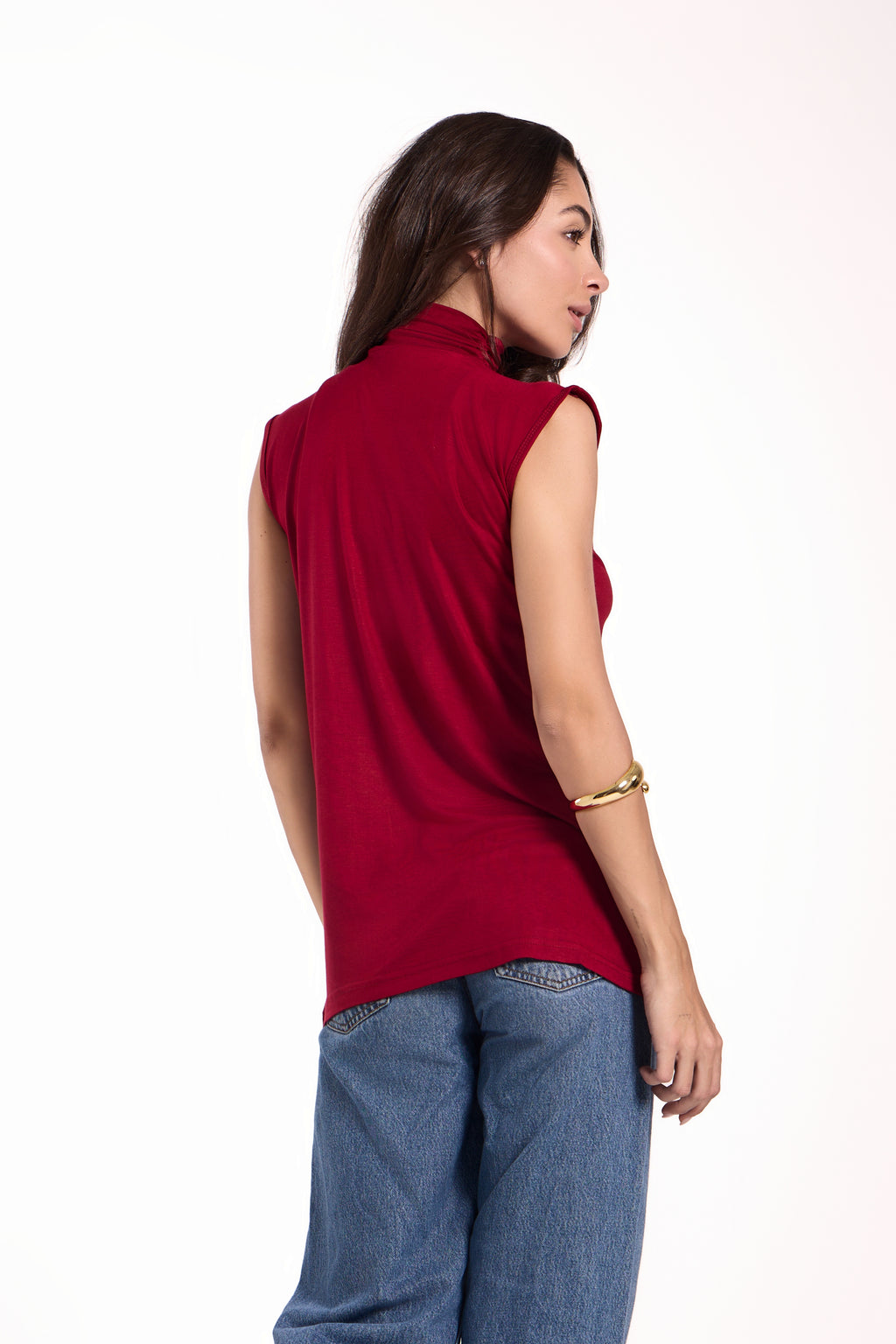 High Neck Sleeveless Top Material: Viscose Blend