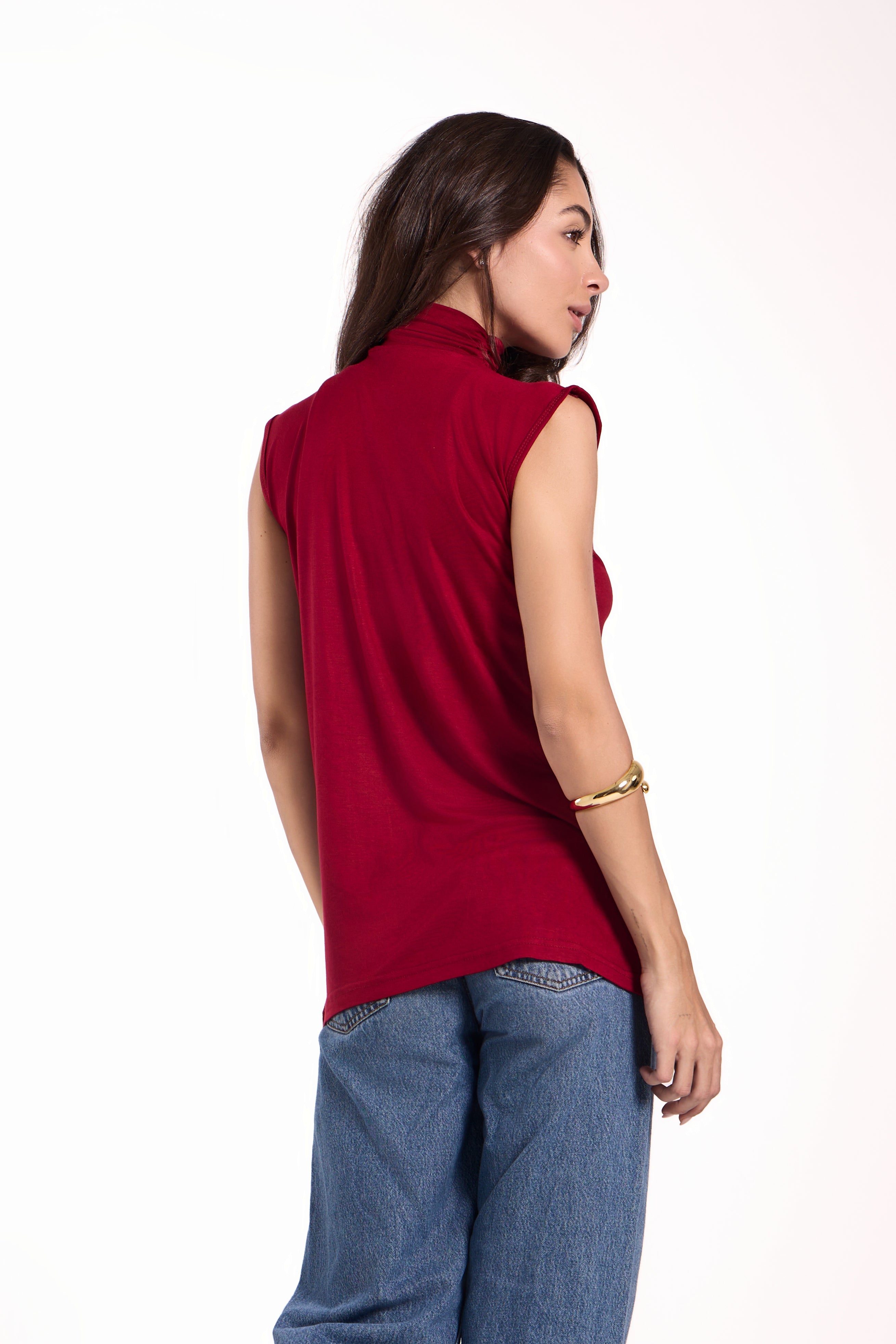 High Neck Sleeveless Top Material: Viscose Blend