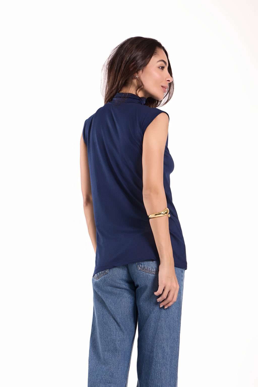 High Neck Sleeveless Top Material: Viscose Blend