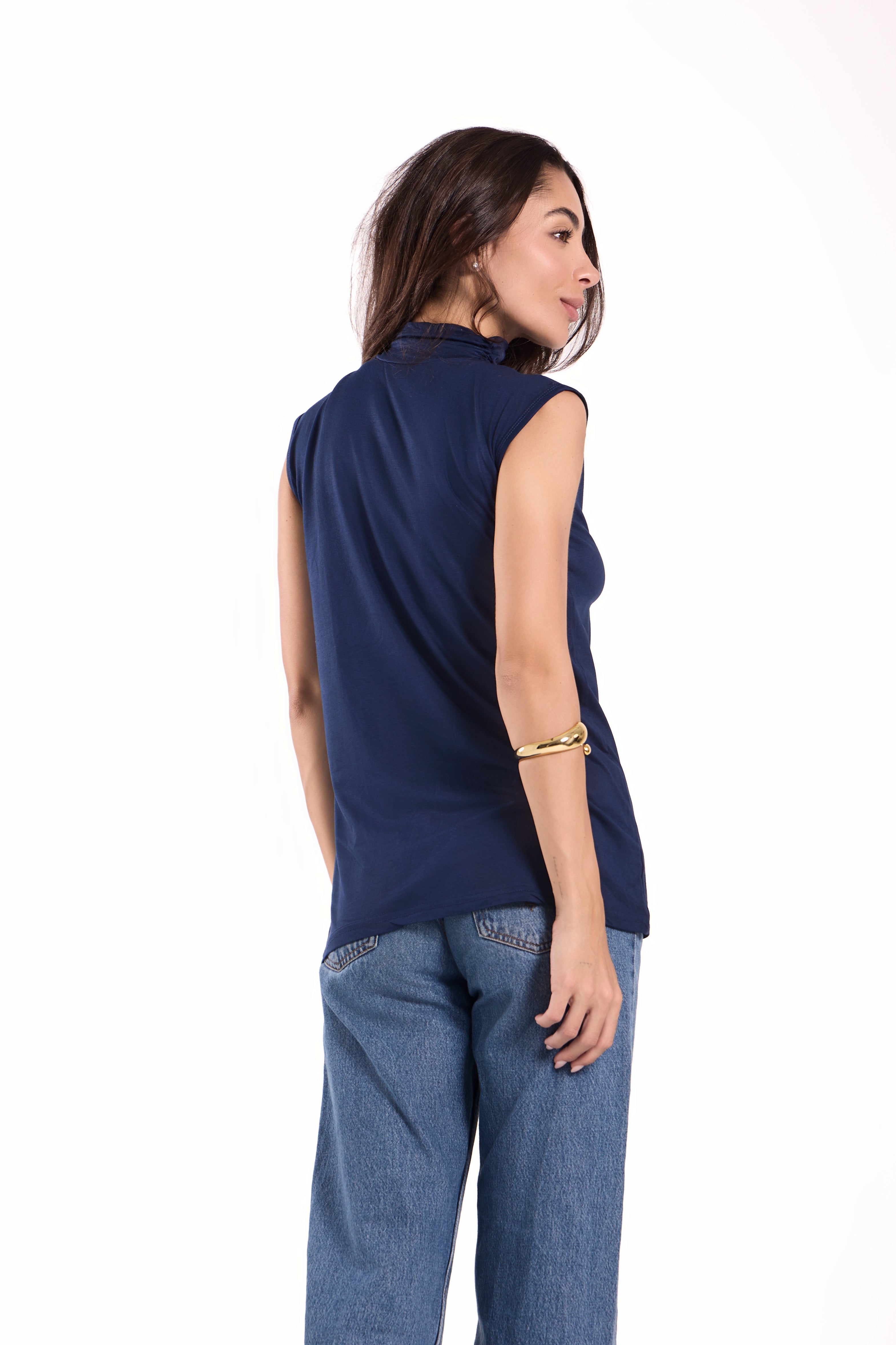 High Neck Sleeveless Top Material: Viscose Blend
