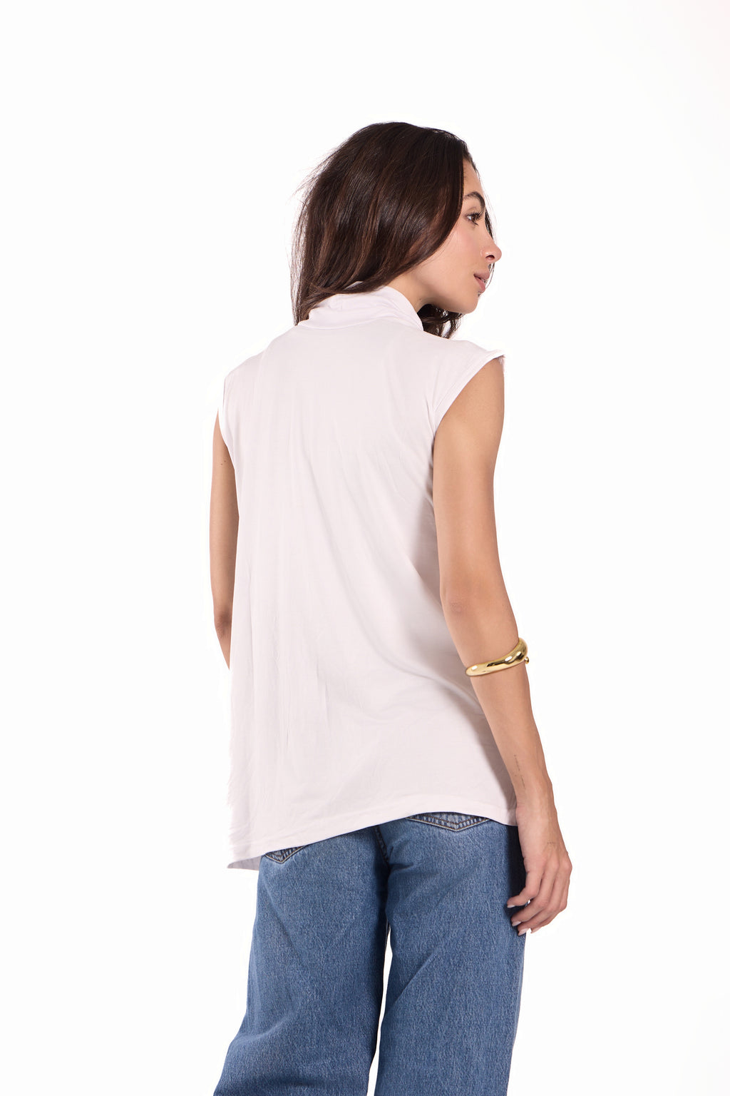 High Neck Sleeveless Top Material: Viscose Blend