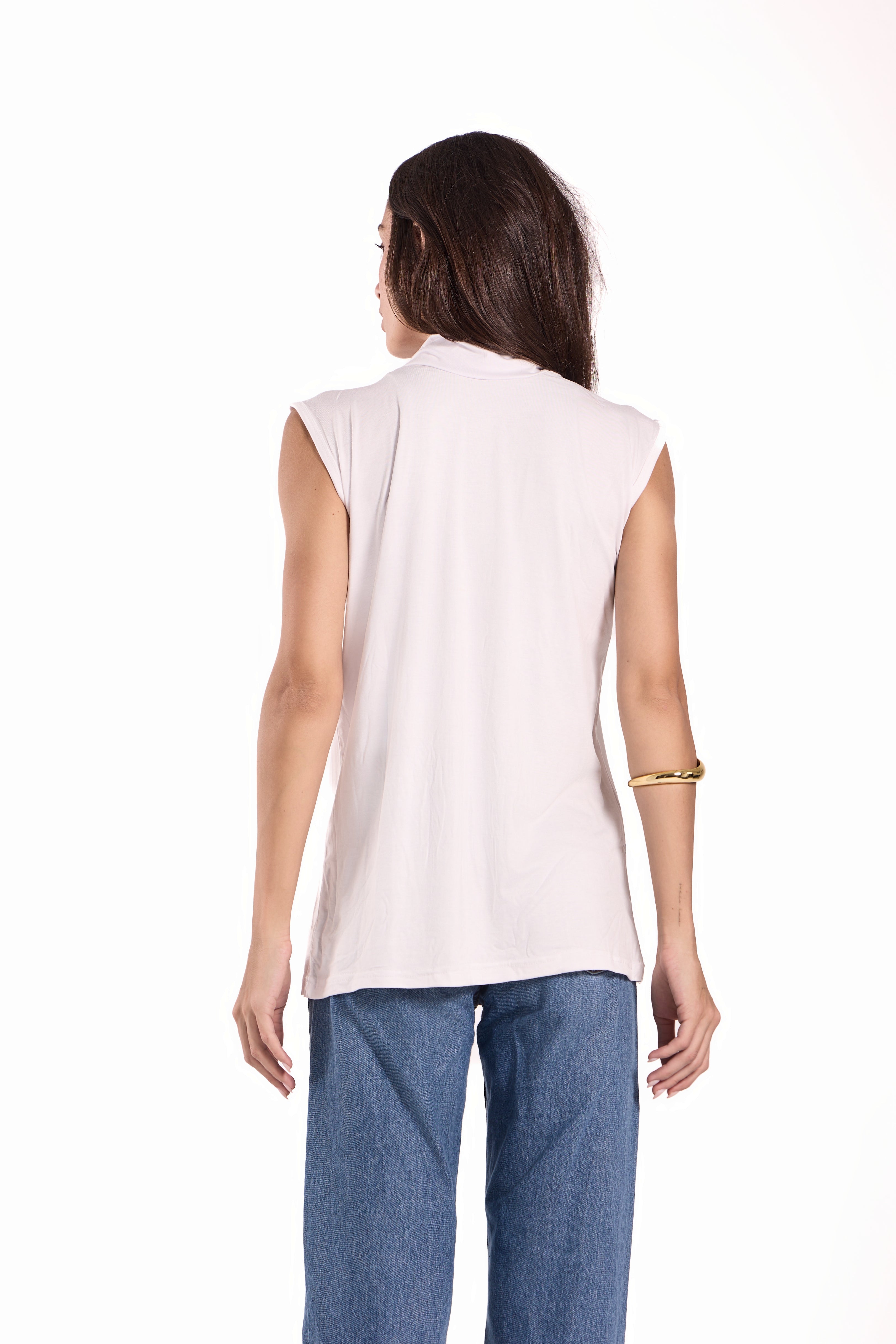 High Neck Sleeveless Top Material: Viscose Blend