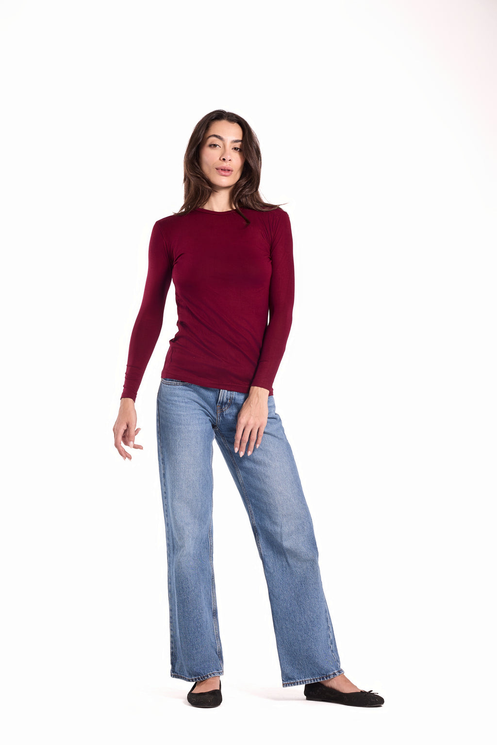 Basic Top Round Neck Full Sleeves -Material: Viscose Blend