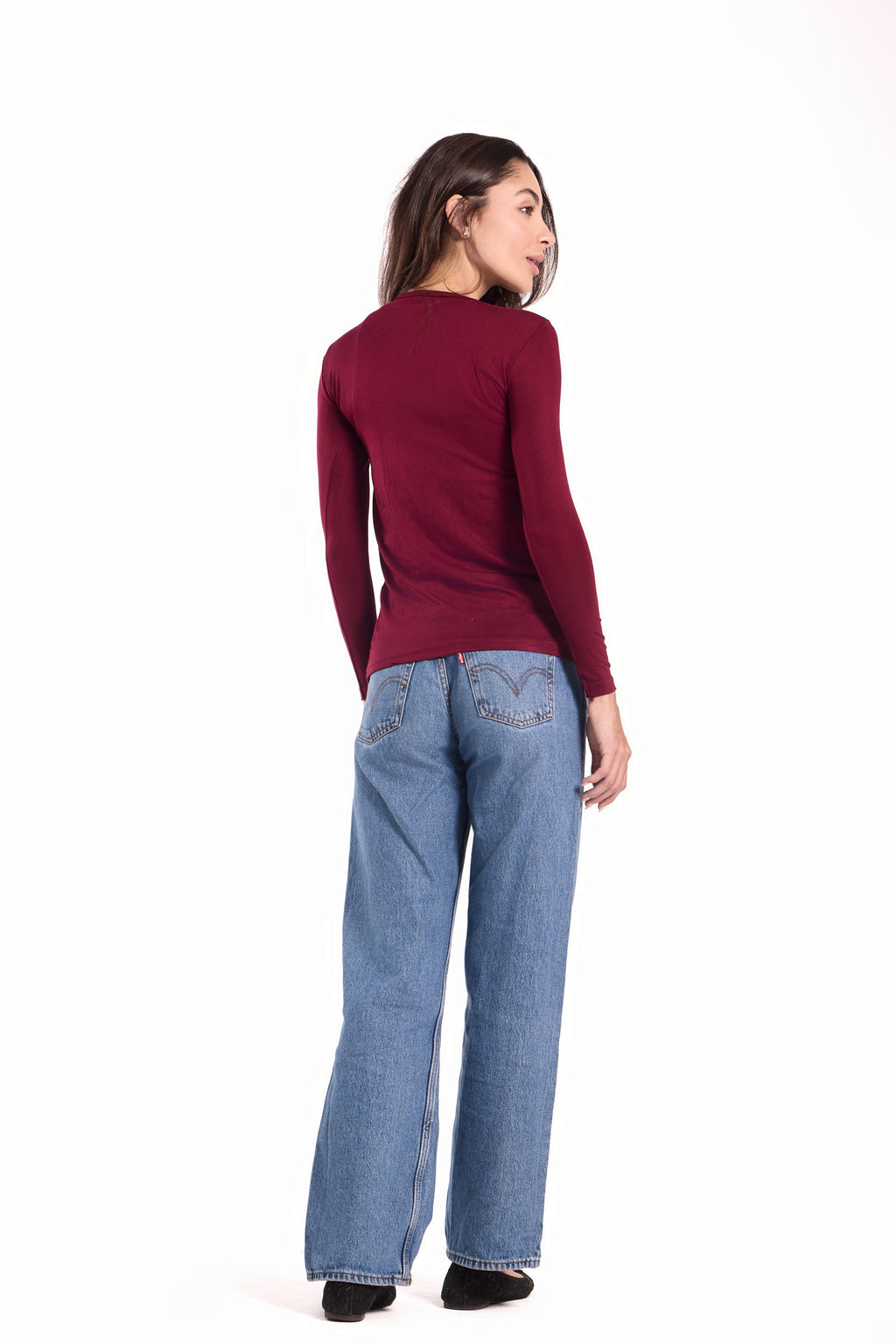 Basic Top Round Neck Full Sleeves -Material: Viscose Blend