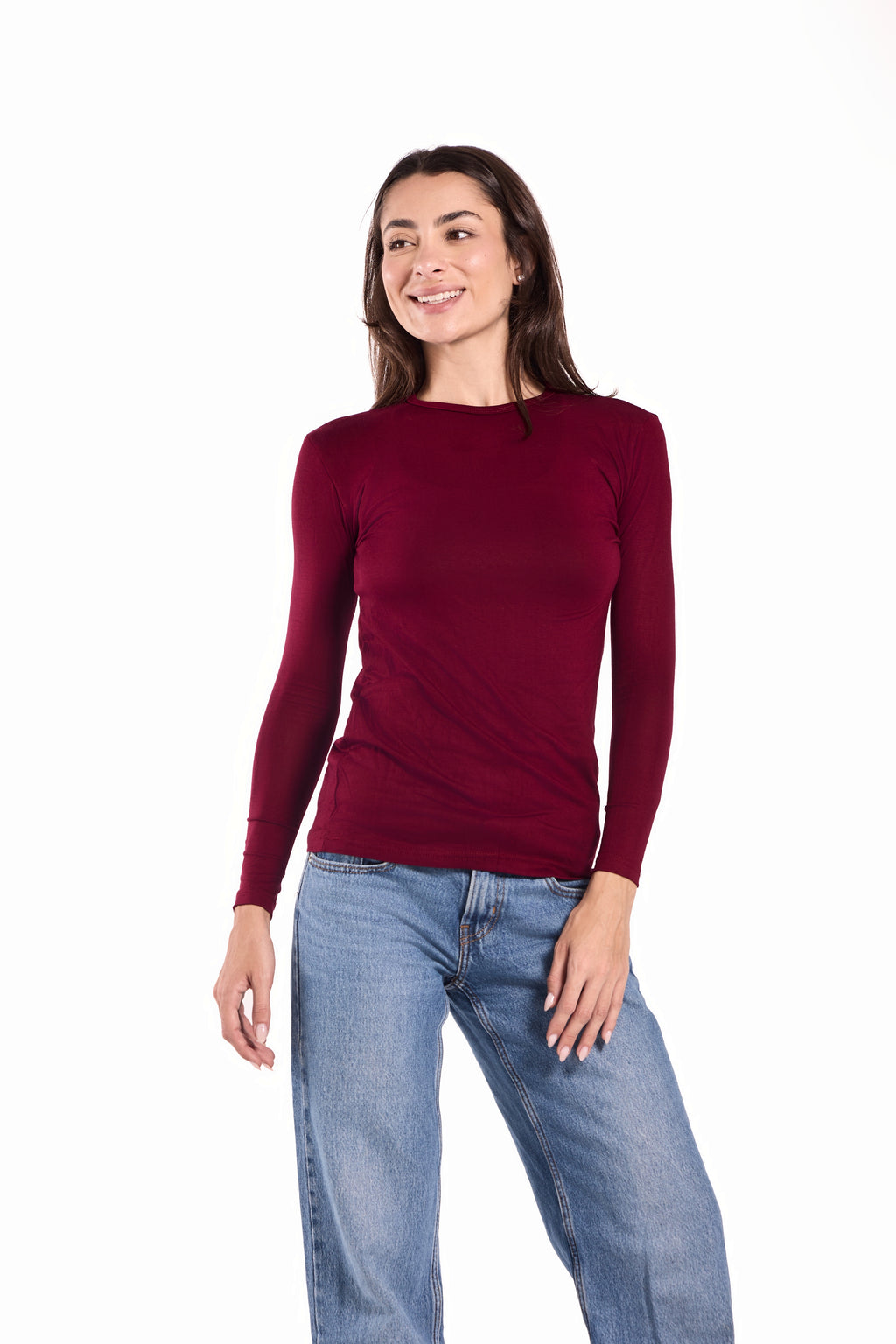 Basic Top Round Neck Full Sleeves -Material: Viscose Blend