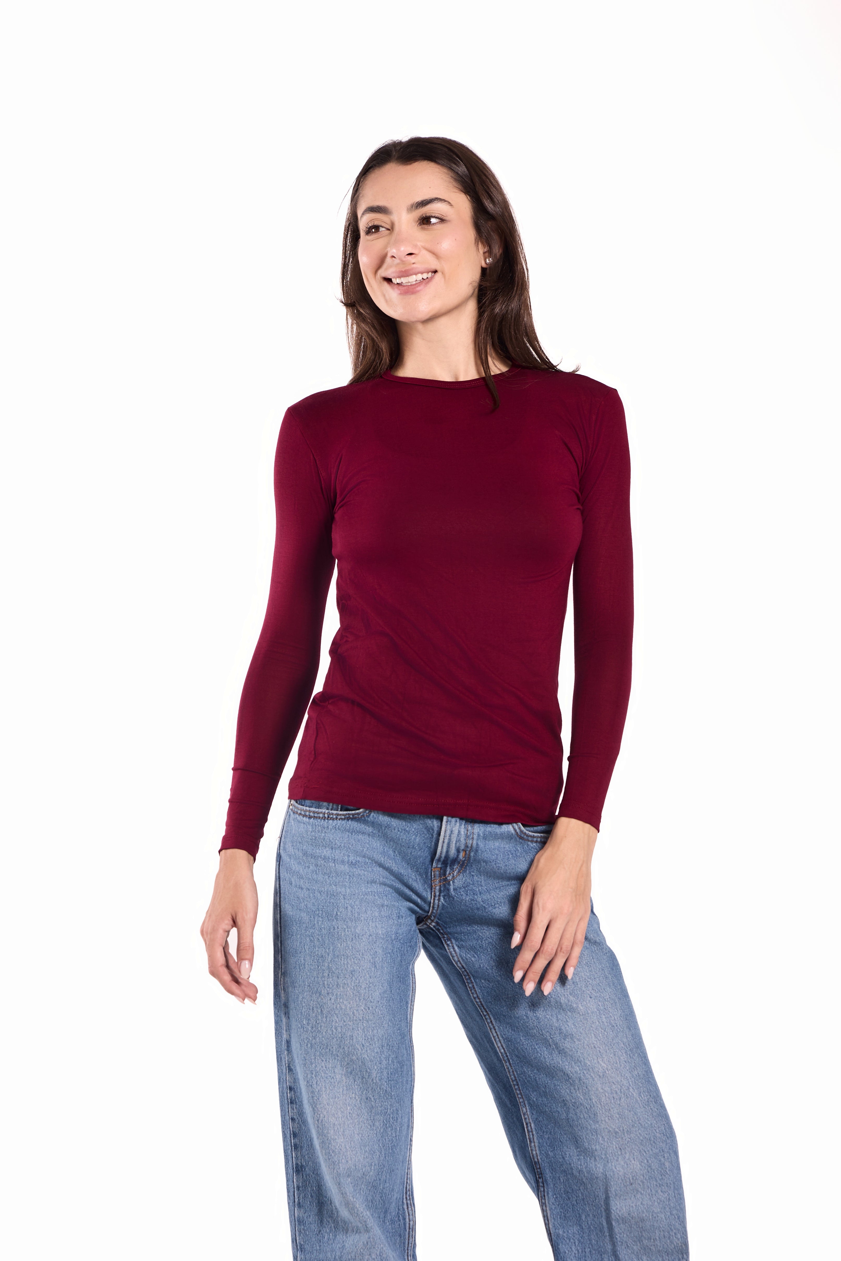 Basic Top Round Neck Full Sleeves -Material: Viscose Blend