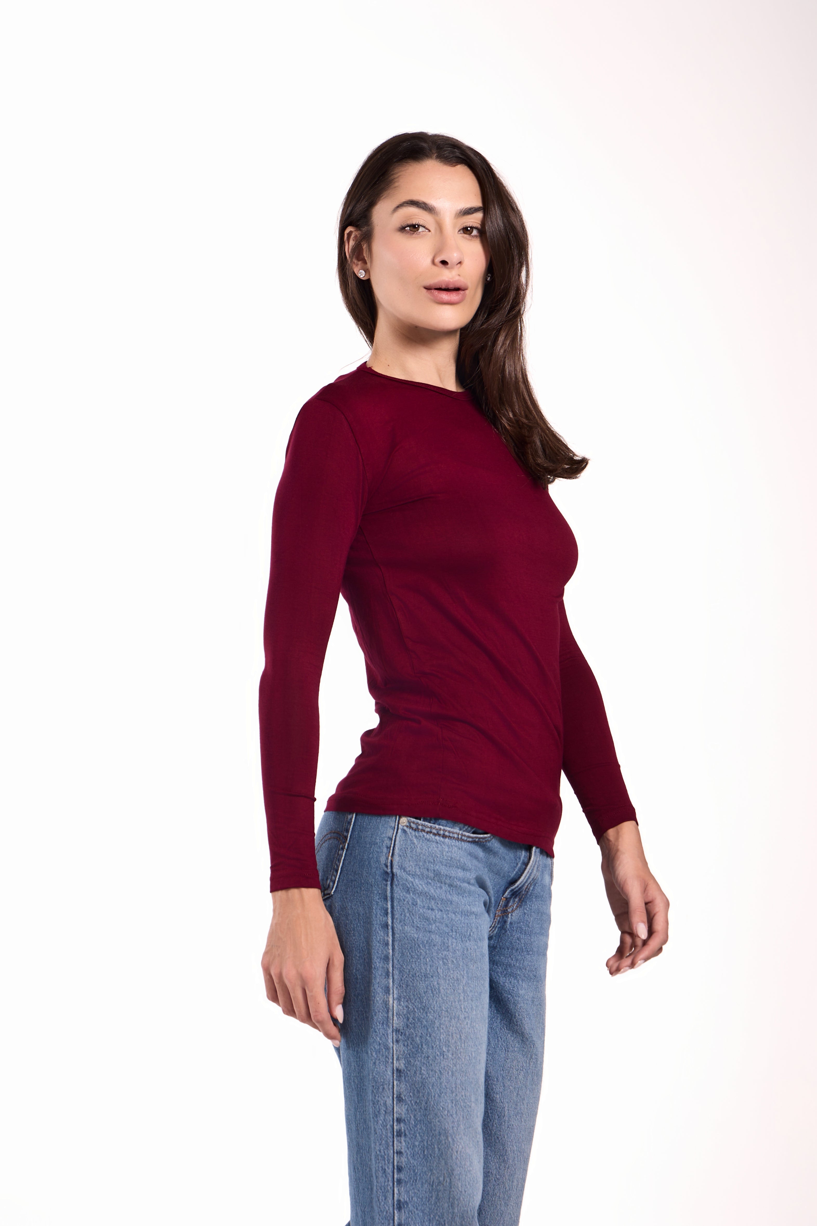 Basic Top Round Neck Full Sleeves -Material: Viscose Blend