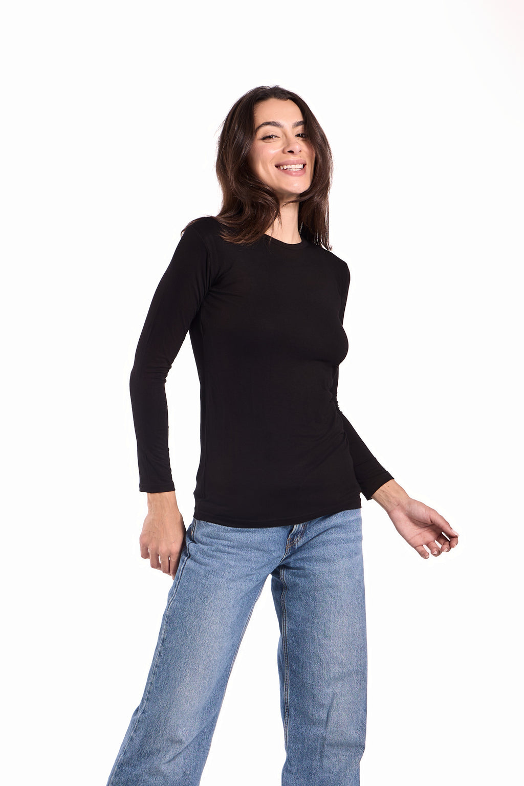 Basic Top Round Neck Full Sleeves -Material: Viscose Blend