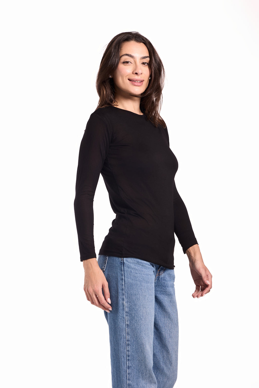 Basic Top Round Neck Full Sleeves -Material: Viscose Blend