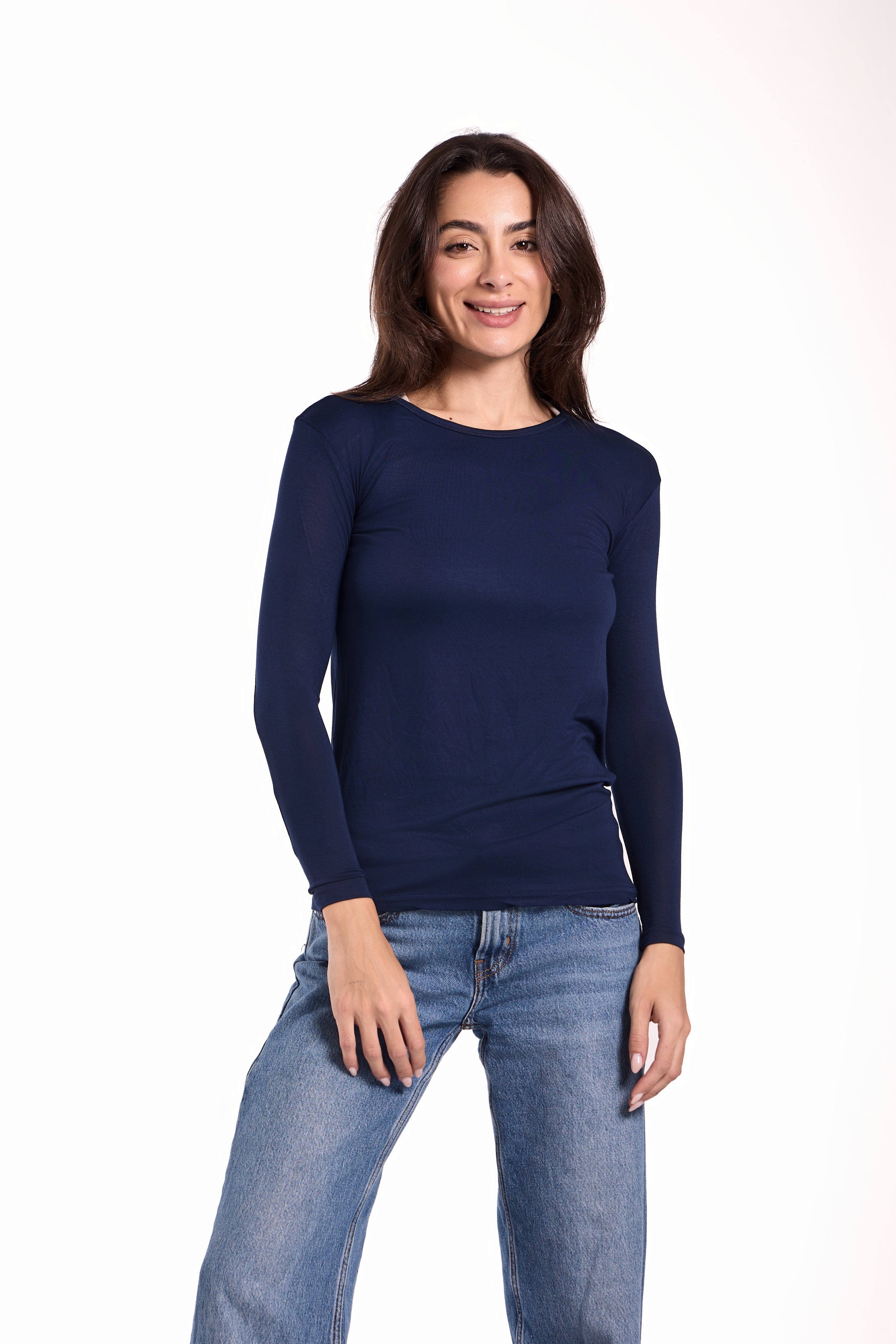 Basic Top Round Neck Full Sleeves -Material: Viscose Blend