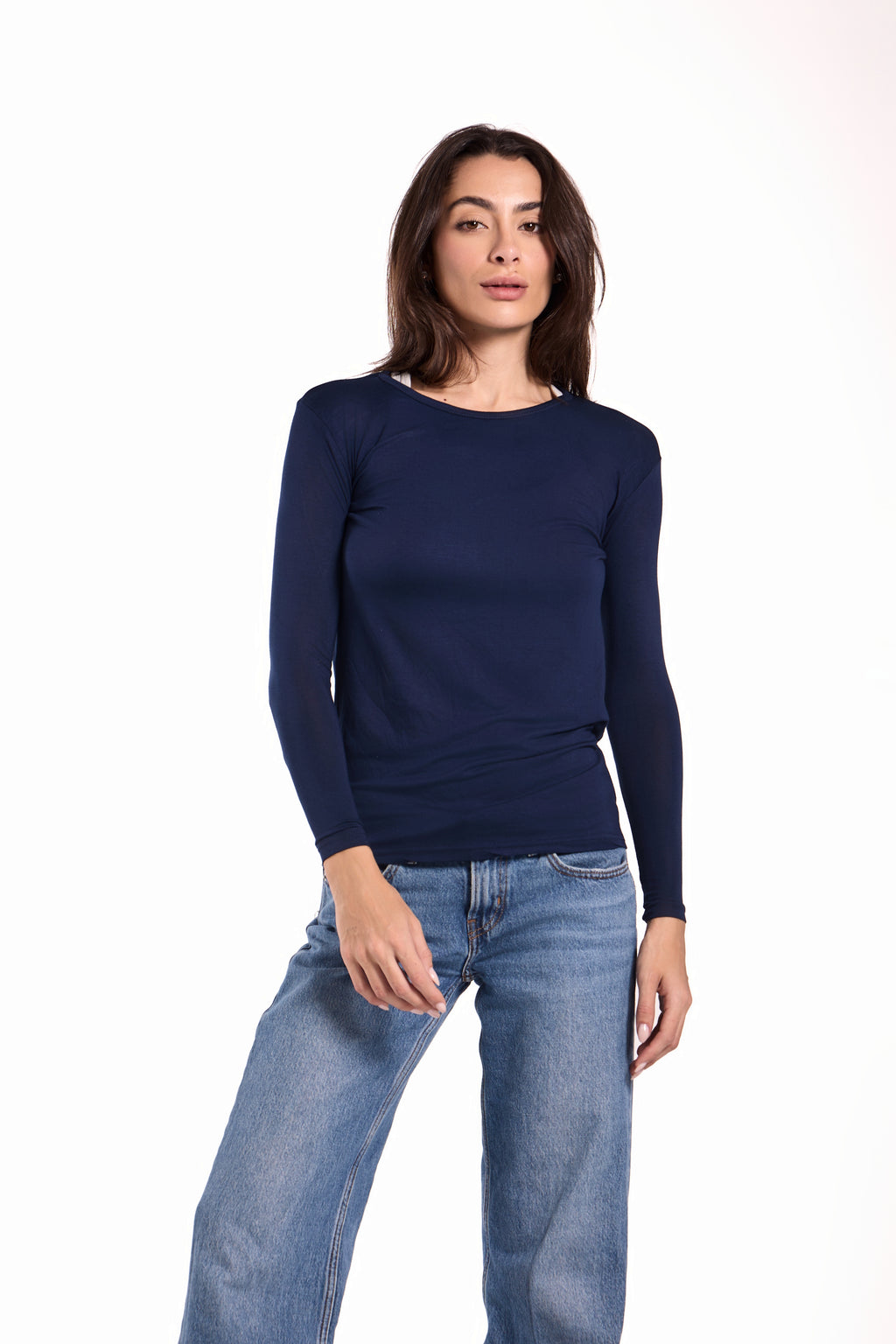 Basic Top Round Neck Full Sleeves -Material: Viscose Blend