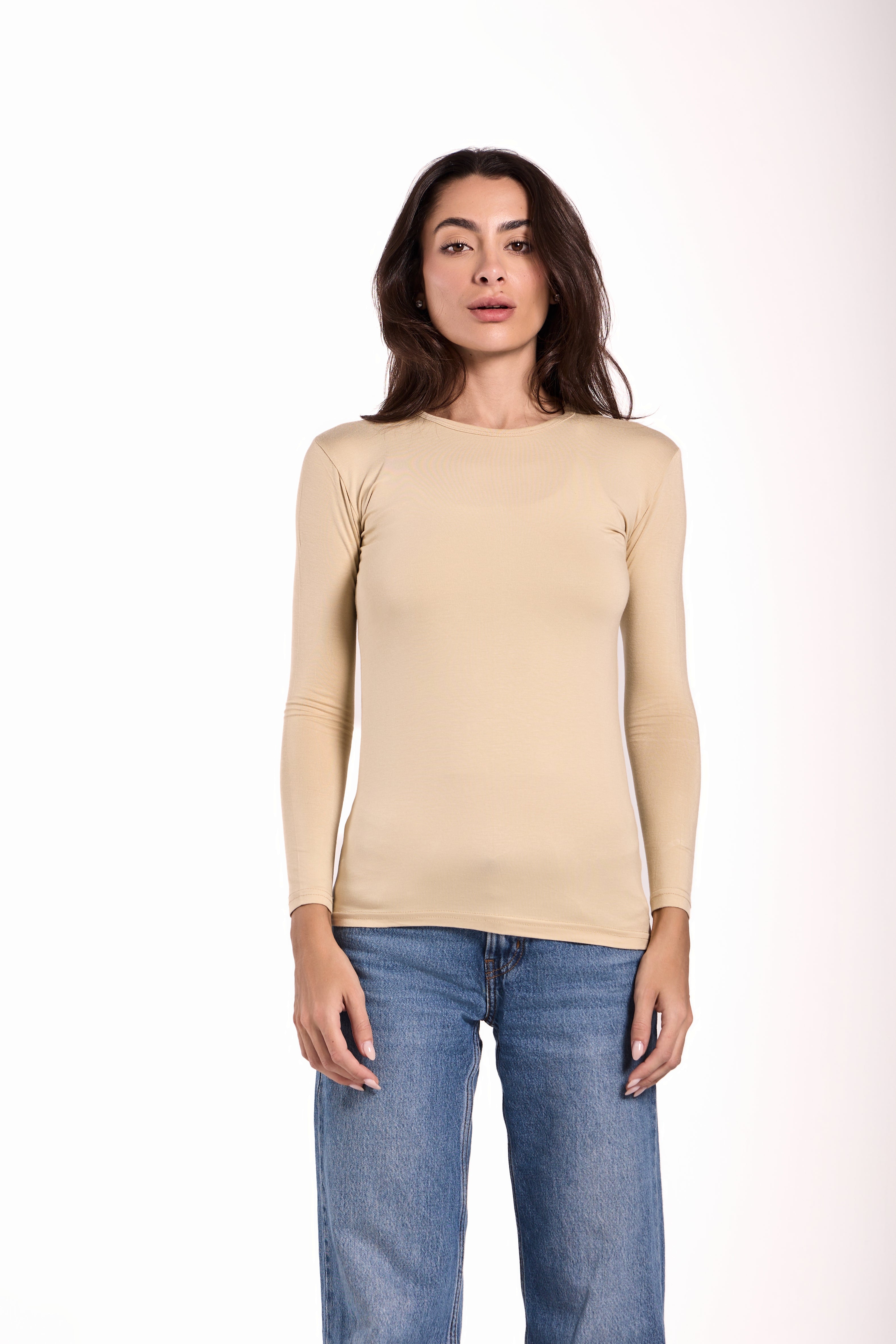 Basic Top Round Neck Full Sleeves -Material: Viscose Blend