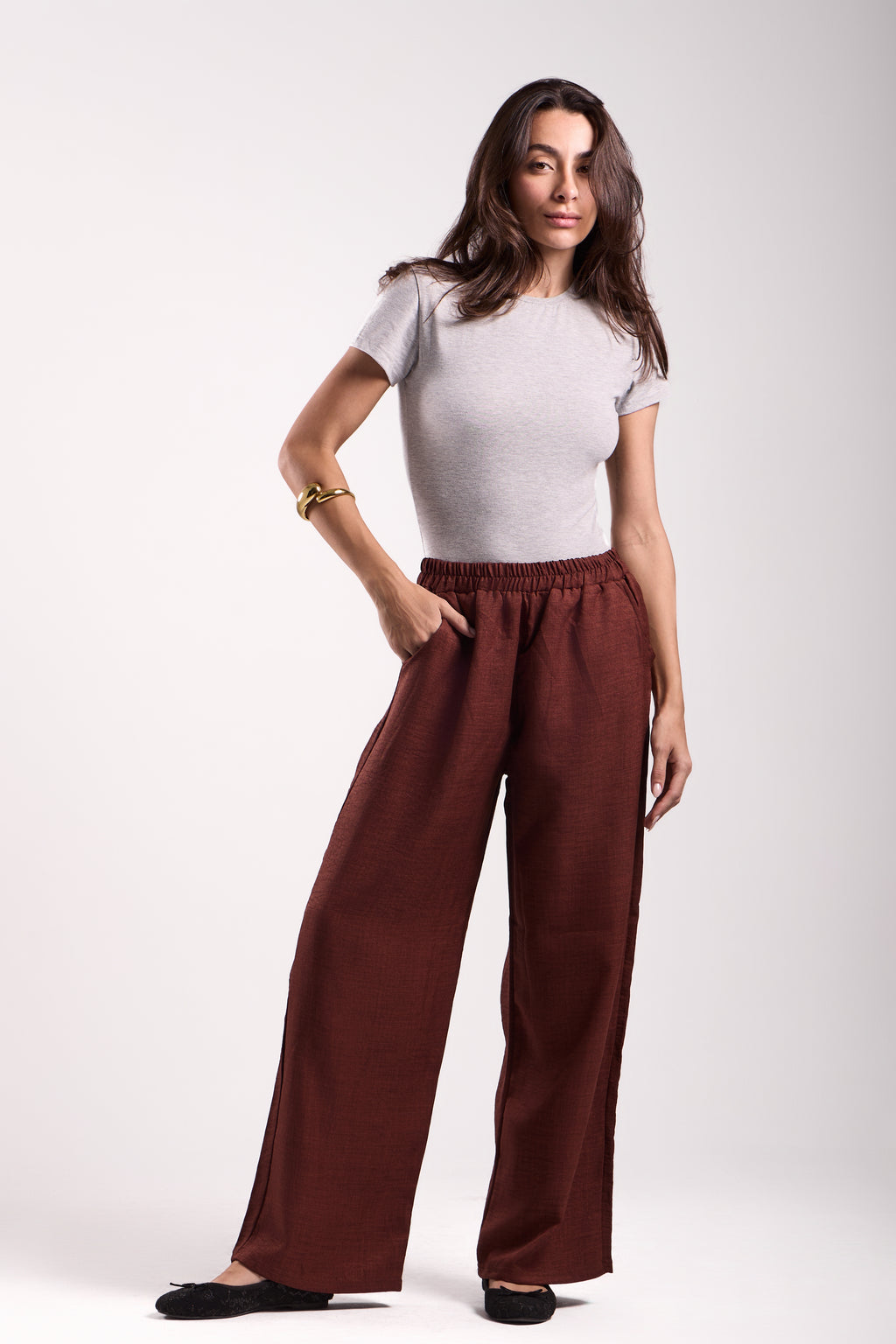 Wide-Leg Pants : Material: linen
