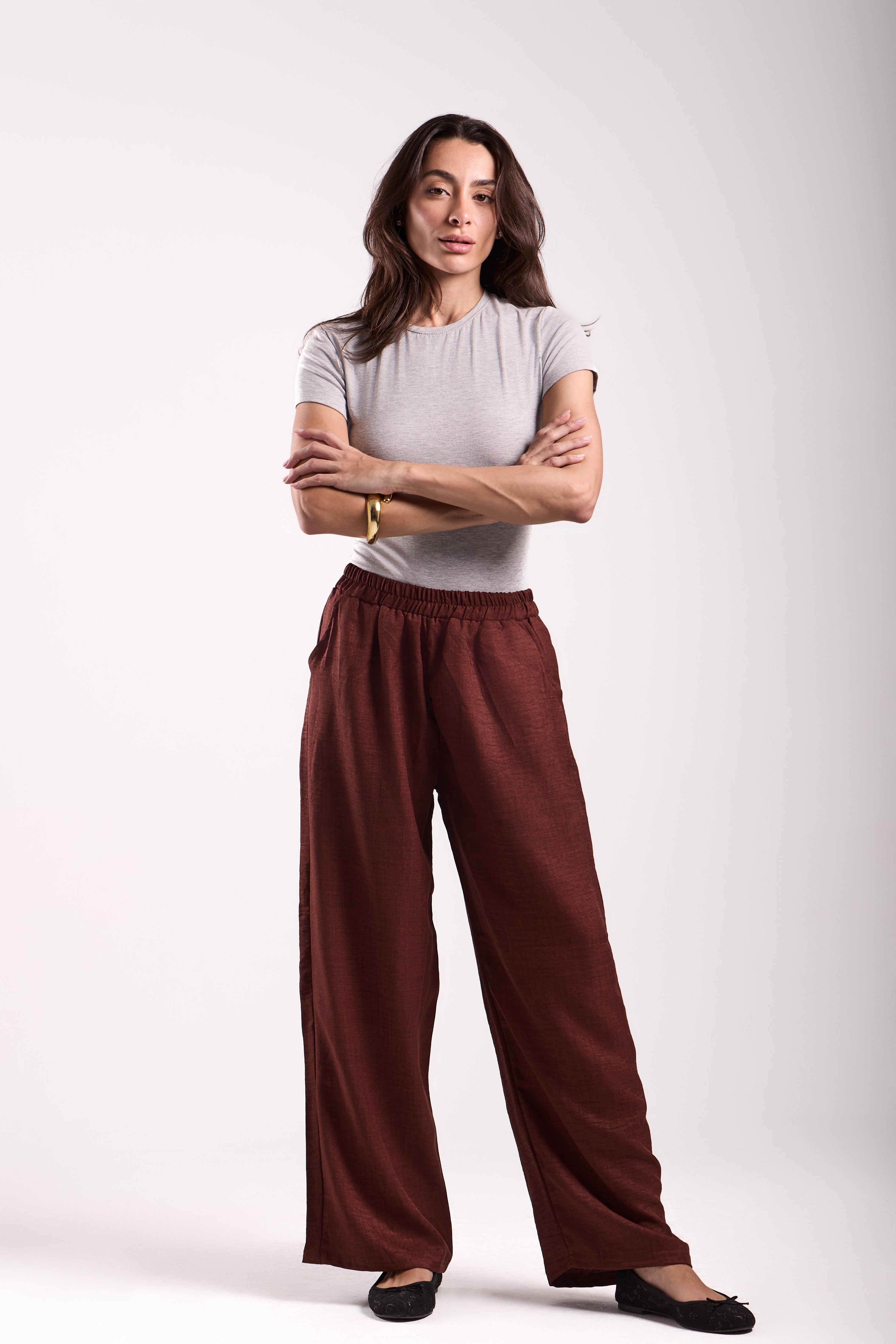 Wide-Leg Pants : Material: linen
