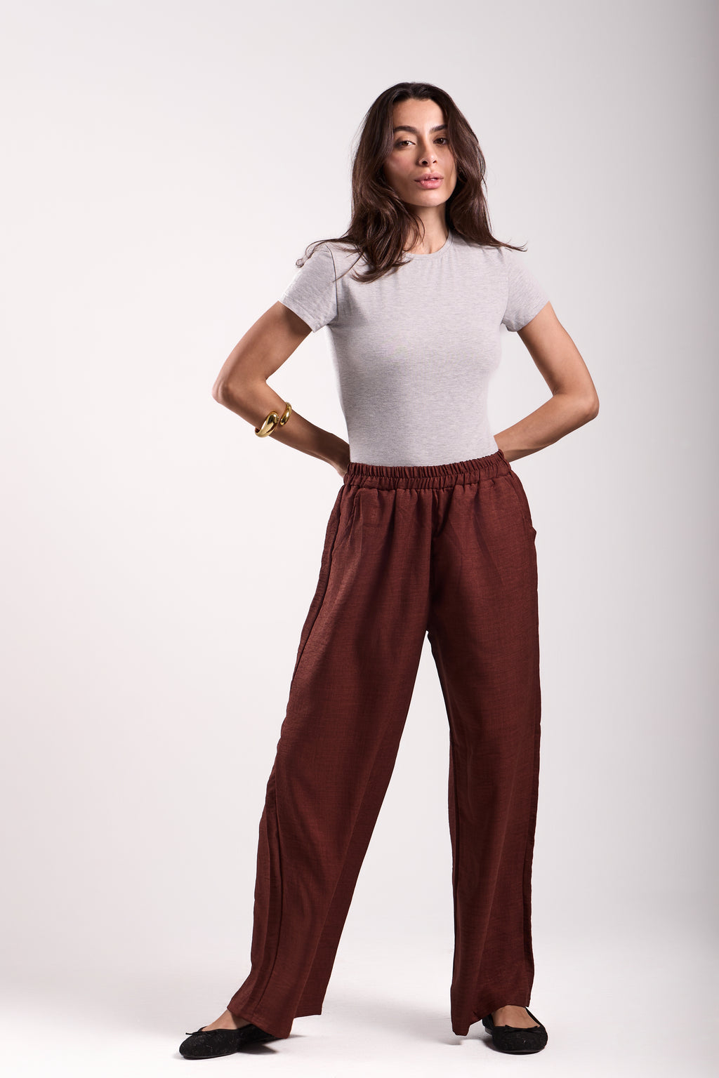 Wide-Leg Pants : Material: linen
