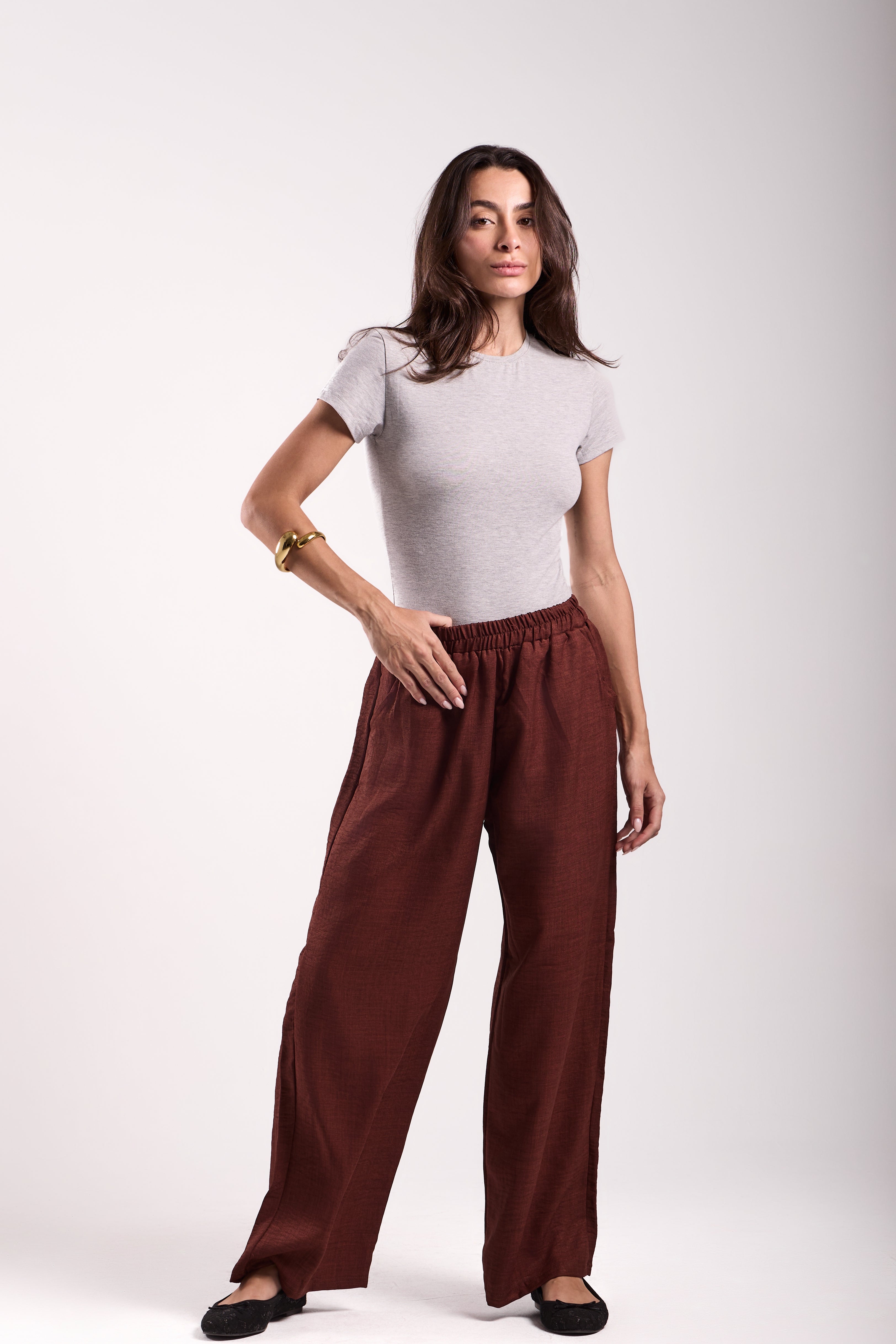 Wide-Leg Pants : Material: linen