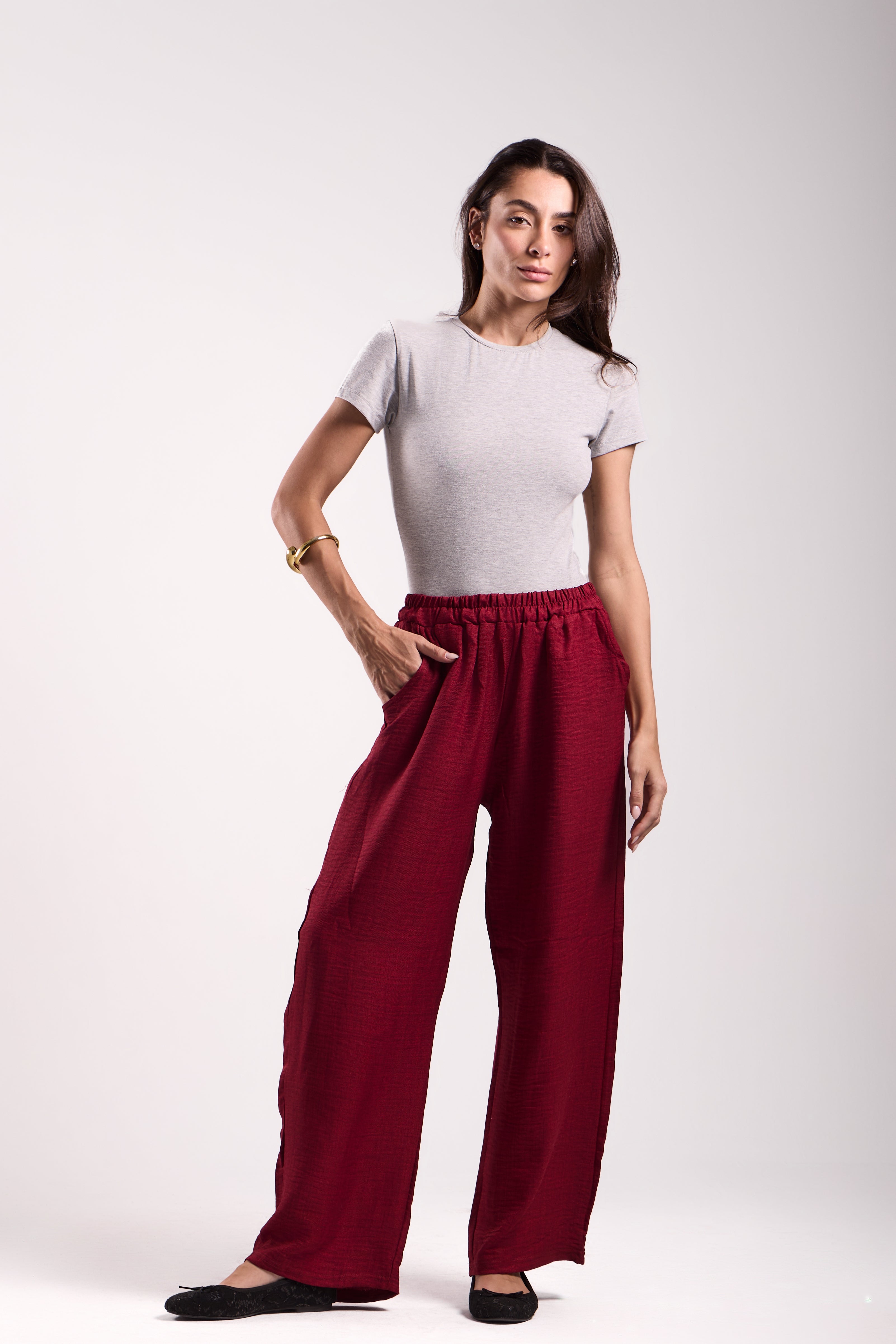 Wide-Leg Pants : Material: linen