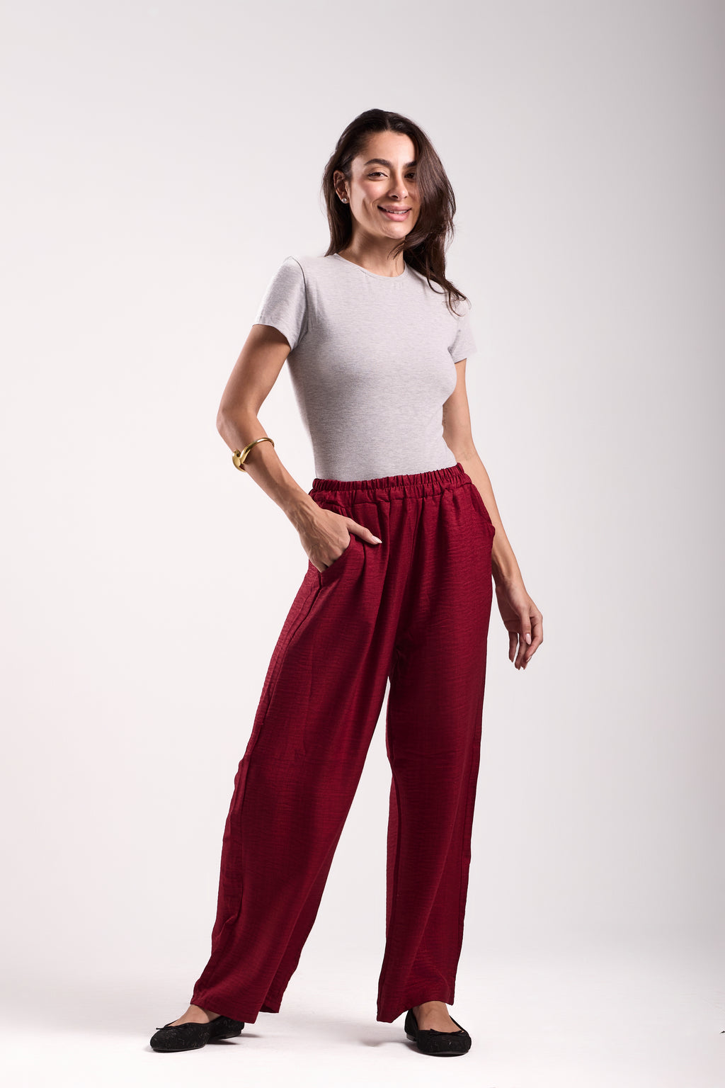 Wide-Leg Pants : Material: linen