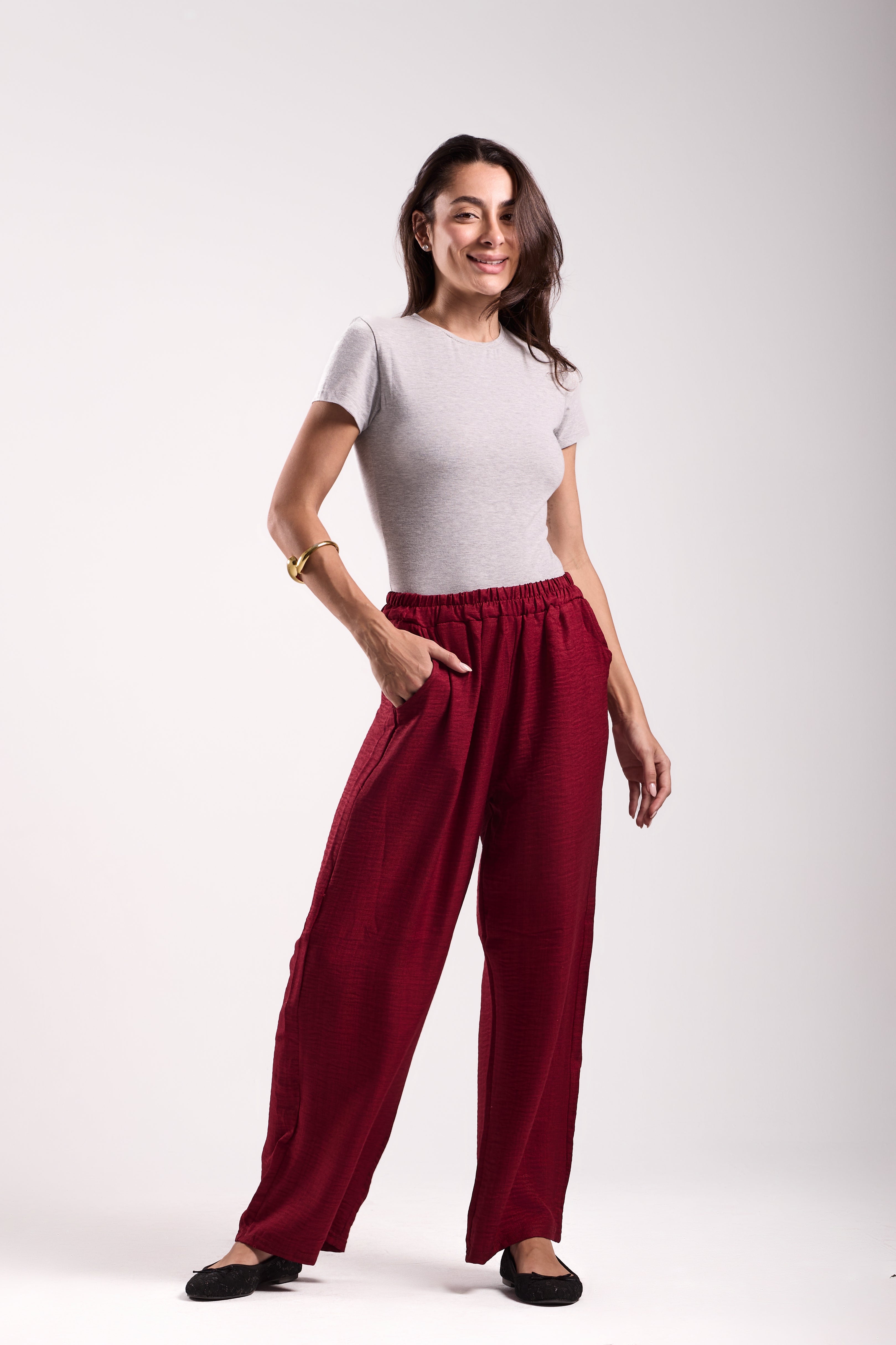 Wide-Leg Pants : Material: linen