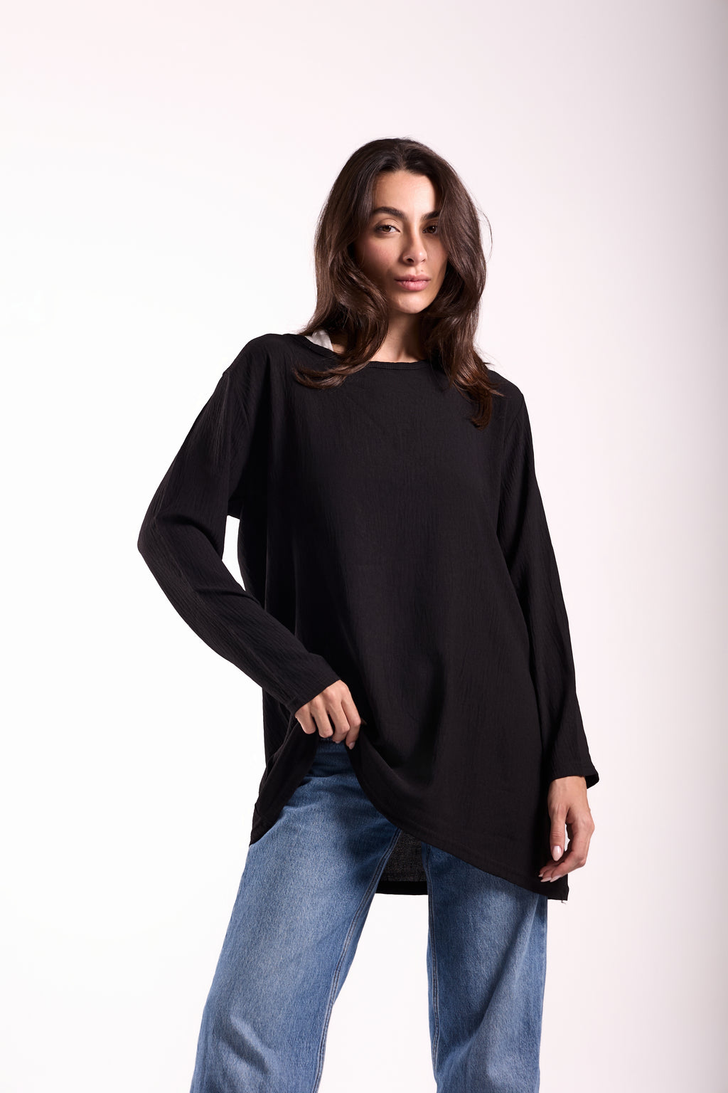 Basic Top Round Neck Full Sleeves -Material: CY