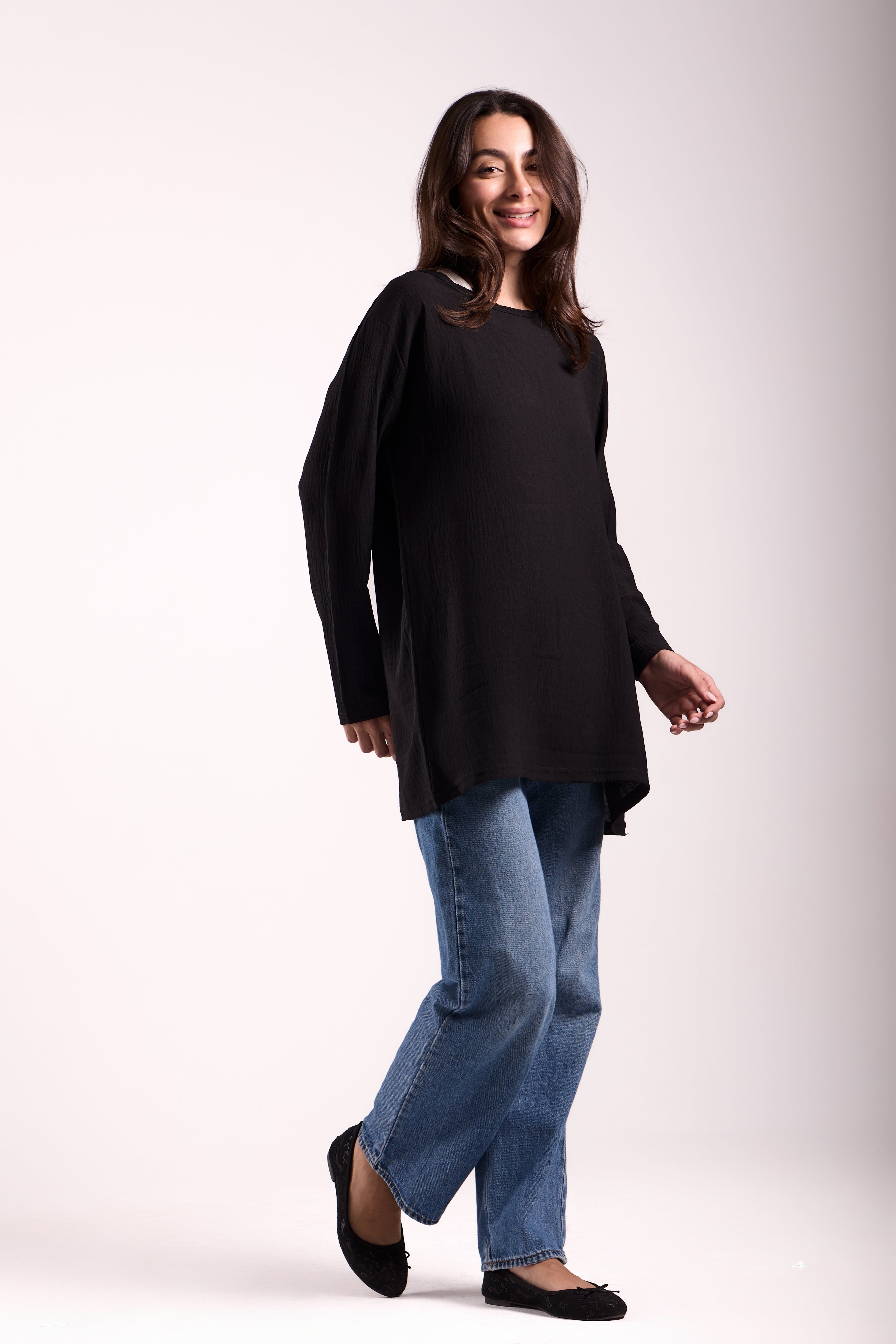 Basic Top Round Neck Full Sleeves -Material: CY