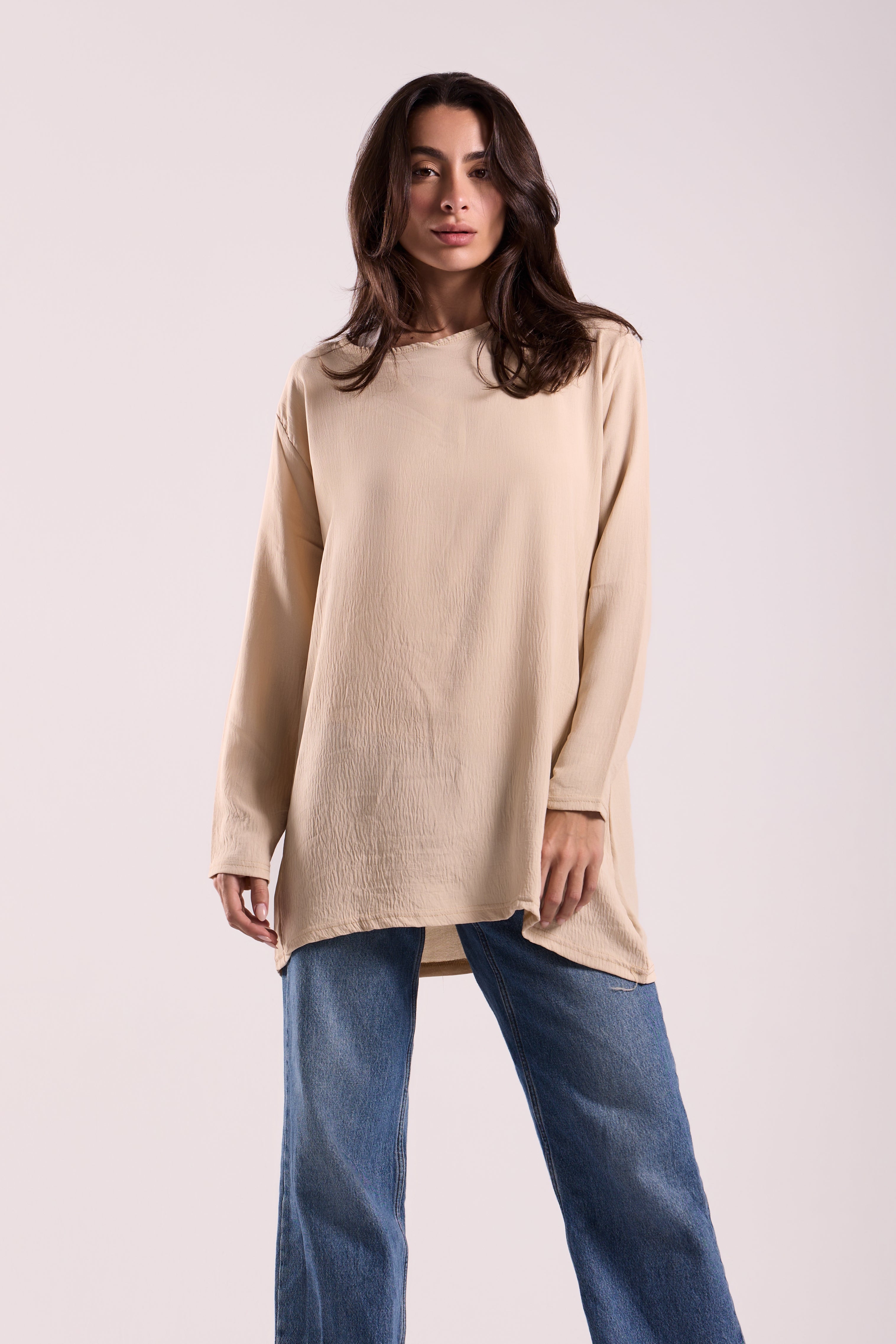 Basic Top Round Neck Full Sleeves -Material: CY