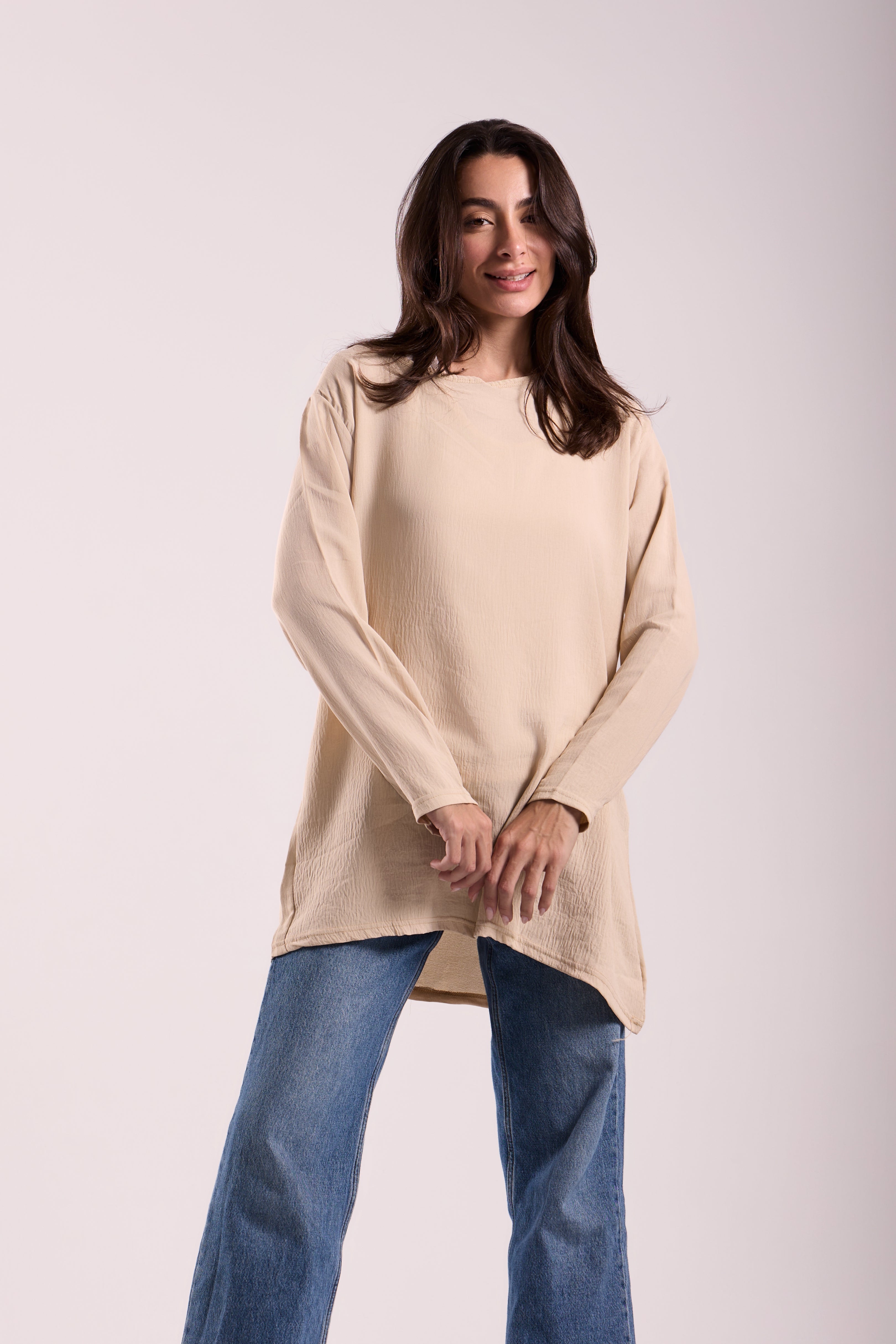 Basic Top Round Neck Full Sleeves -Material: CY