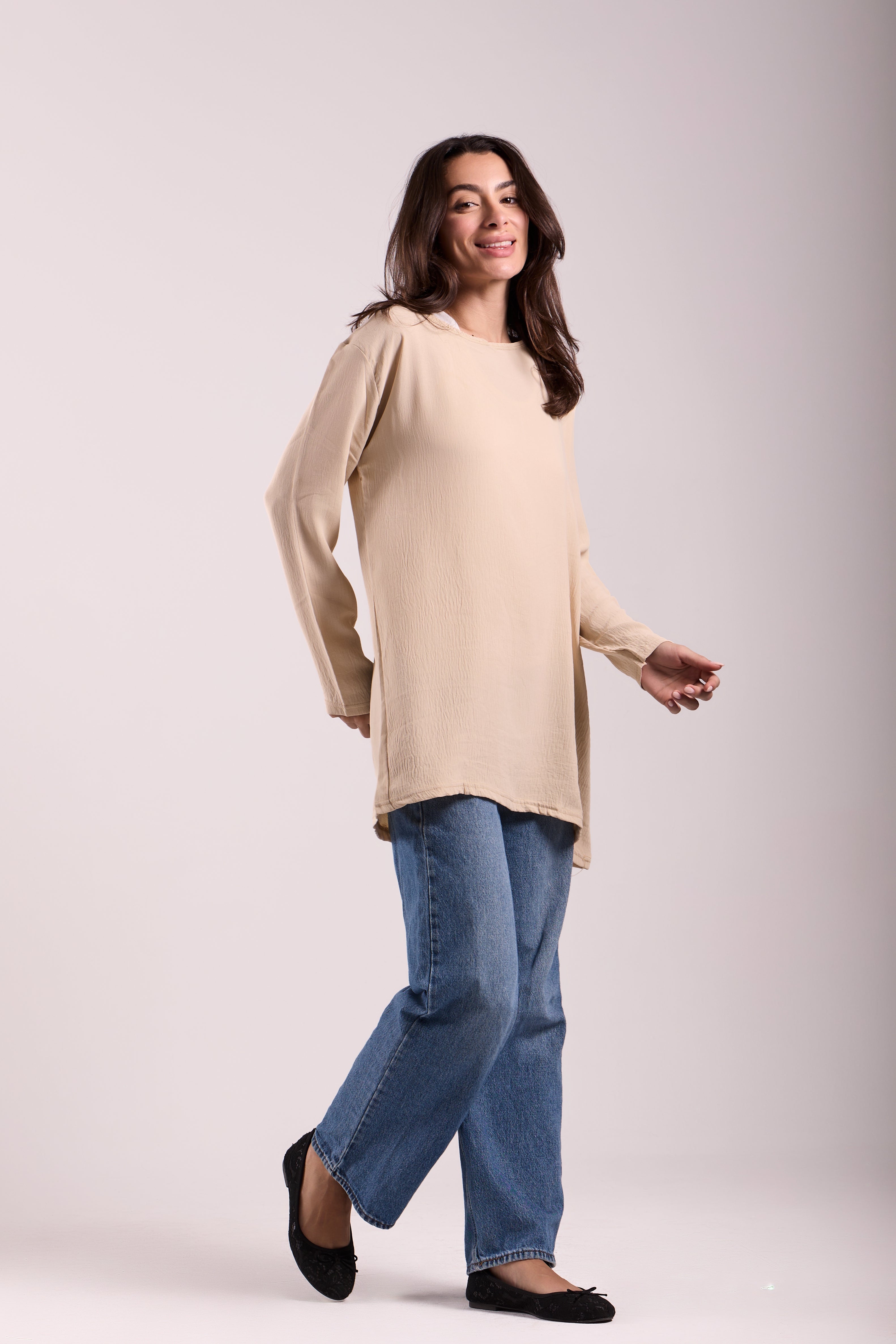 Basic Top Round Neck Full Sleeves -Material: CY