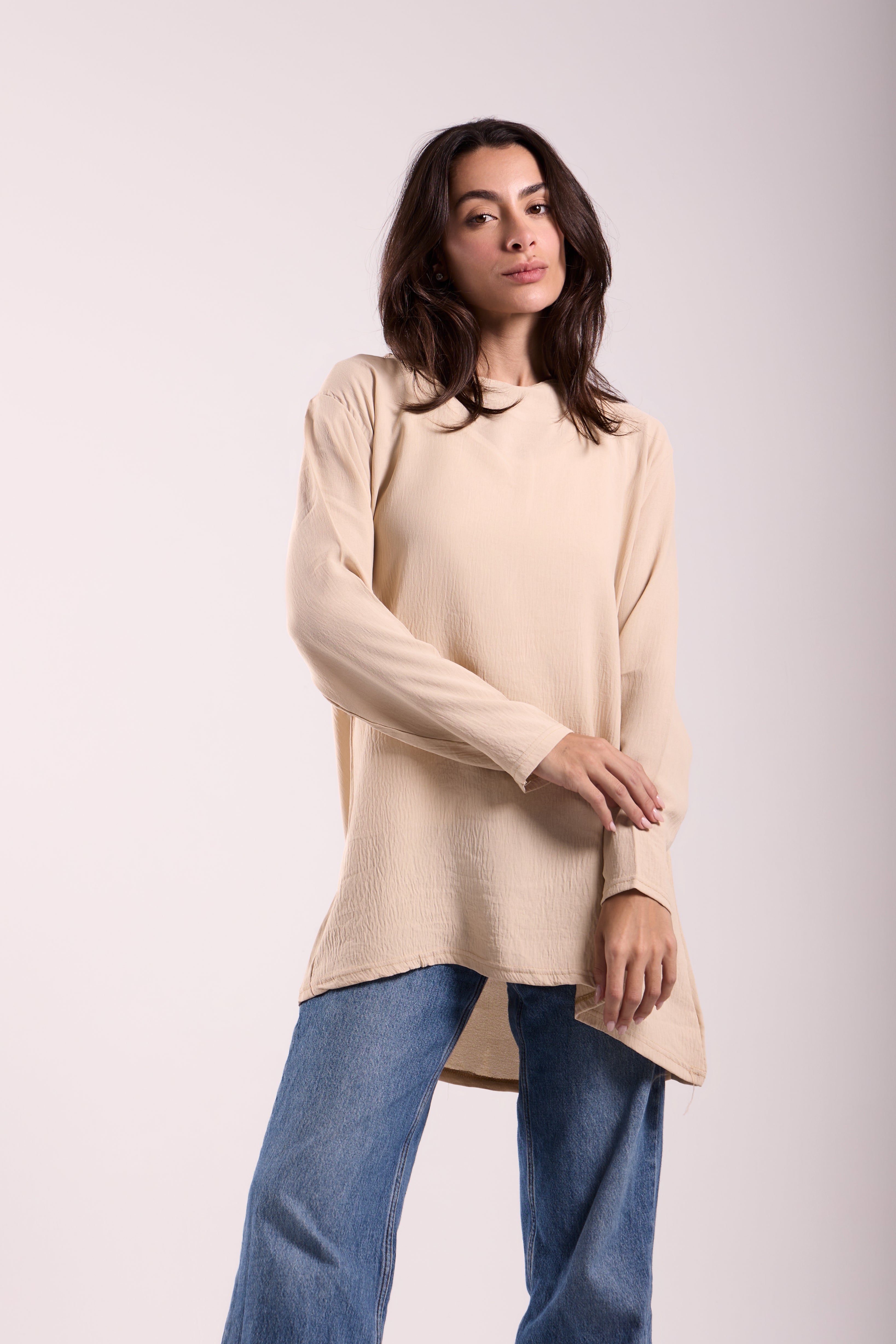 Basic Top Round Neck Full Sleeves -Material: CY