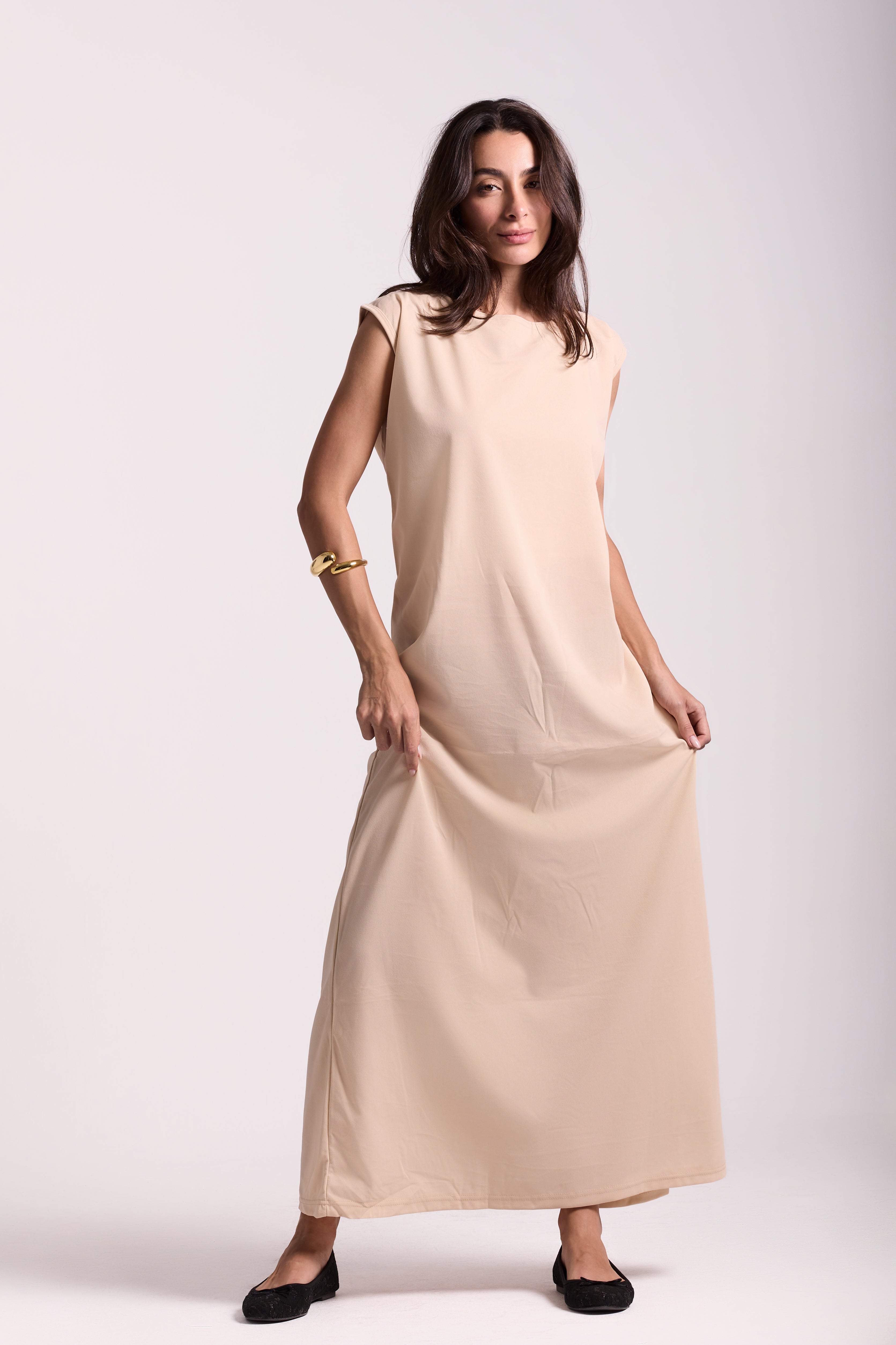 Basic Long Dress - Sleeveless Material: Scuba