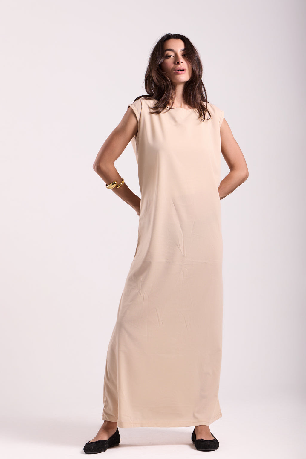 Basic Long Dress - Sleeveless Material: Scuba
